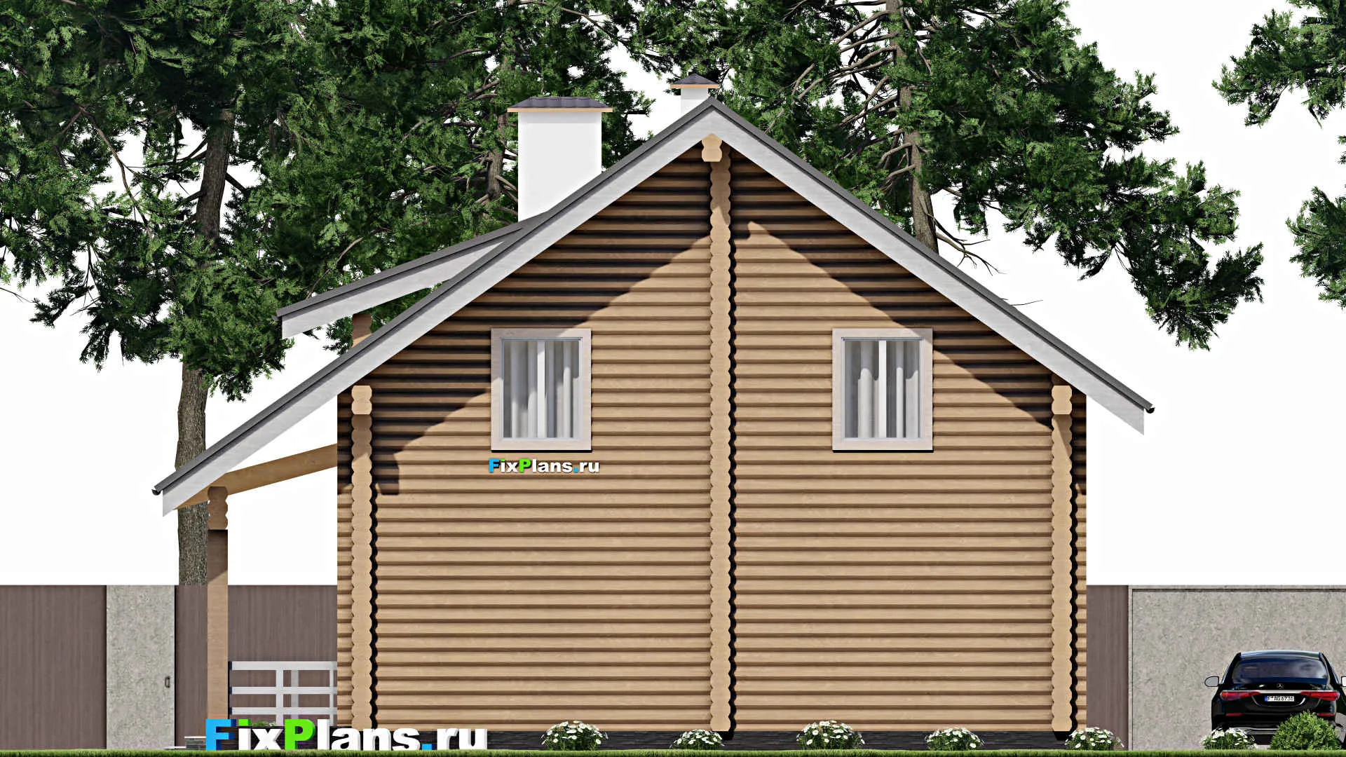 F-10268 - Проект дома с мансардой 13 на 15, площадью 270 м² с террасой и 3 спальнями