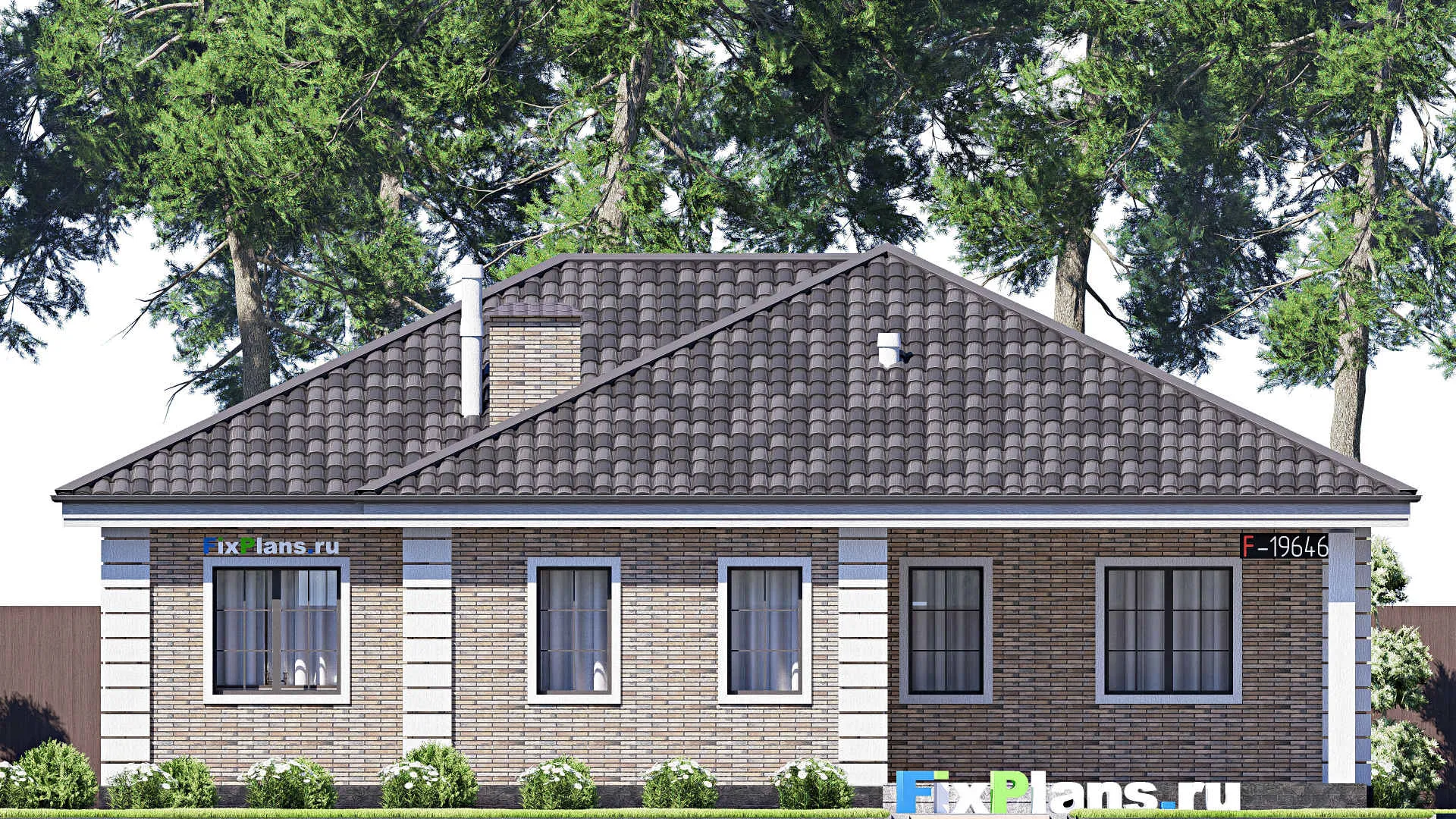 F-19646 - План одноэтажного дома 13 на 15, площадью 140 м² с 3 спальнями