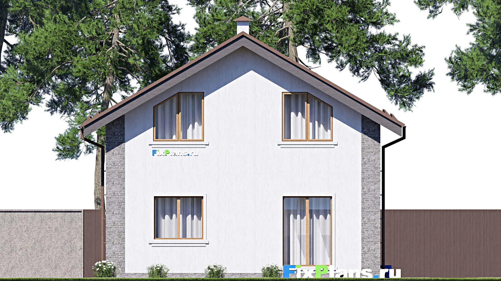 F-17396 - Проект дома с мансардой 10 на 12, площадью 130 м² с балконом и 4 спальнями