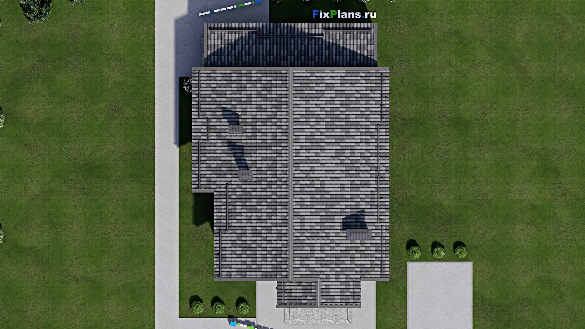 F-6299 - План одноэтажного дома 11 на 14, площадью 140 м² с террасой и 3 спальнями