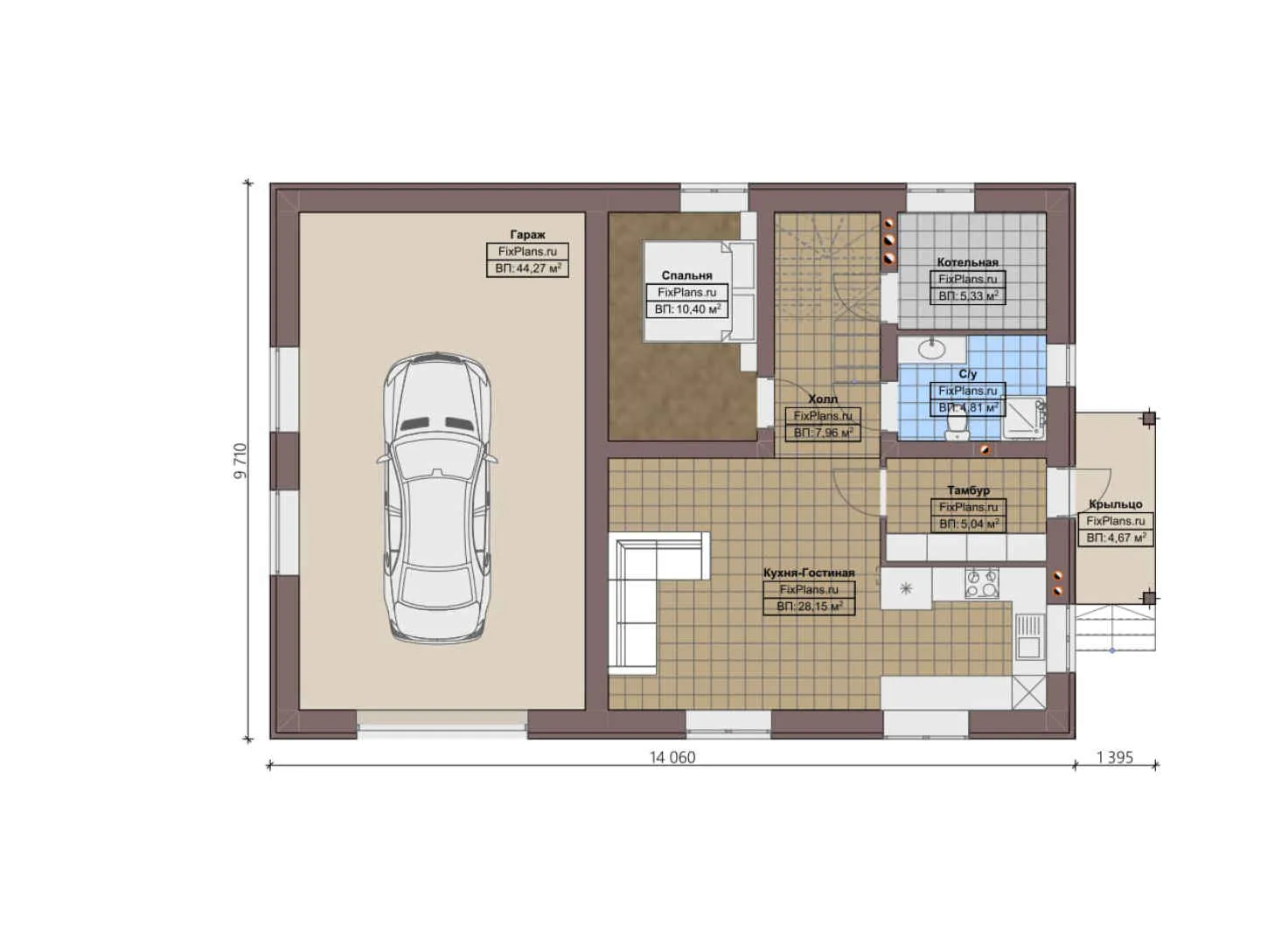 F-0071 - Планы дома с мансардой 10 на 15, площадью 190 м² с балконом, гаражом на 2 машины и 4 спальнями