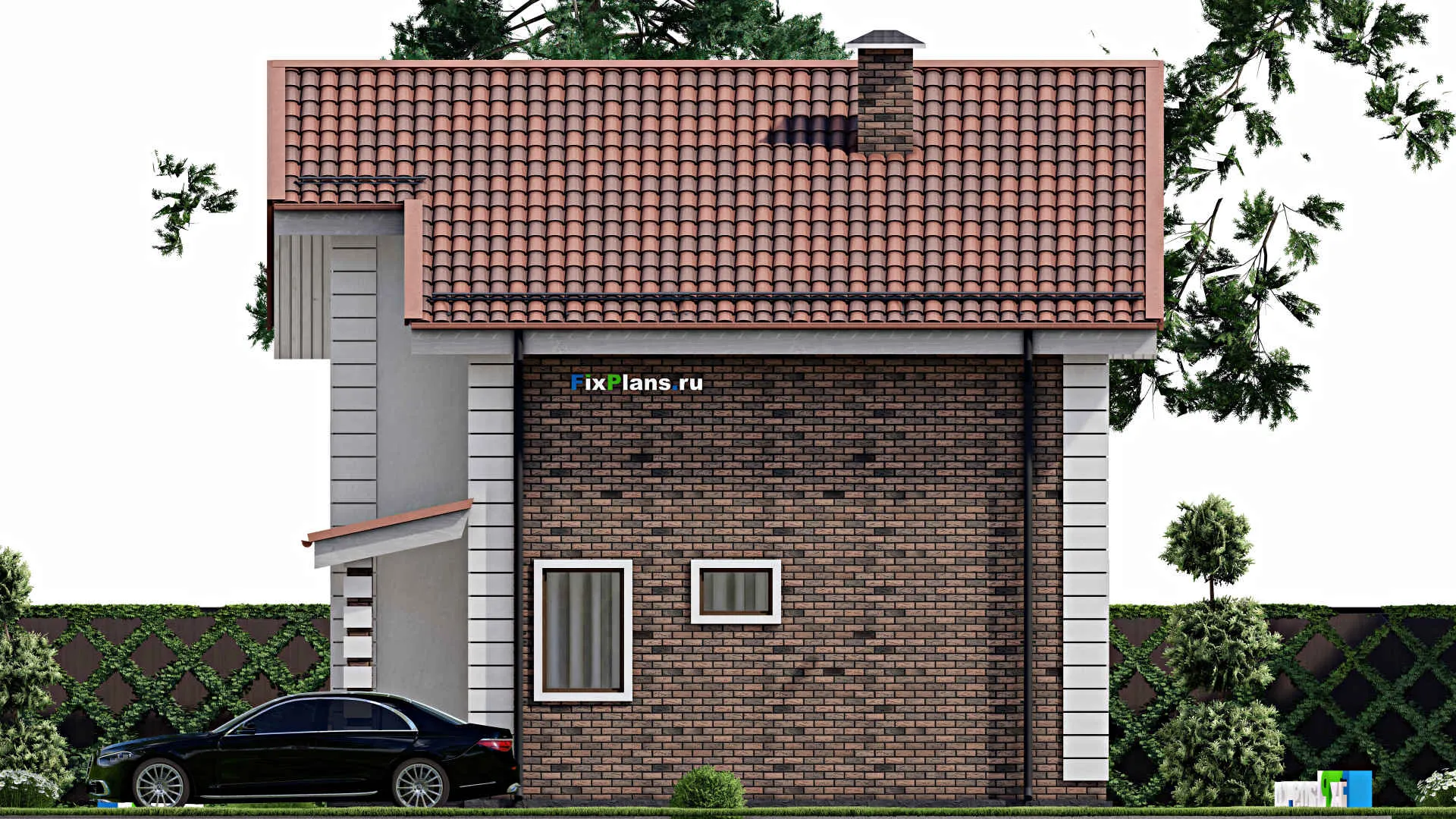 F-12374 - Проект дома с мансардой 9 на 9, площадью 120 м² с 3 спальнями