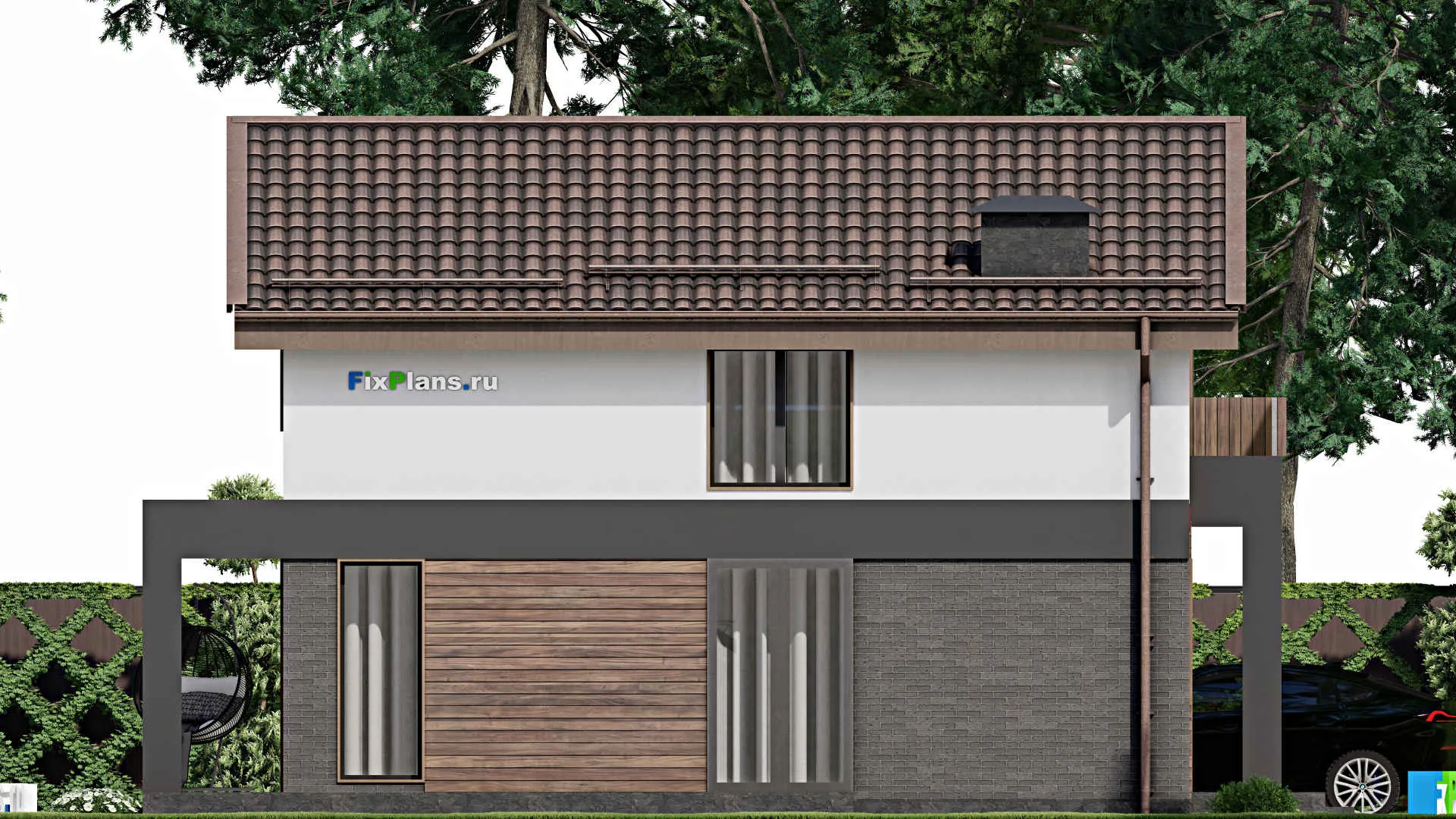 F-7298 - Проект дома с мансардой 9 на 13, площадью 130 м² с террасой, балконом и 3 спальнями