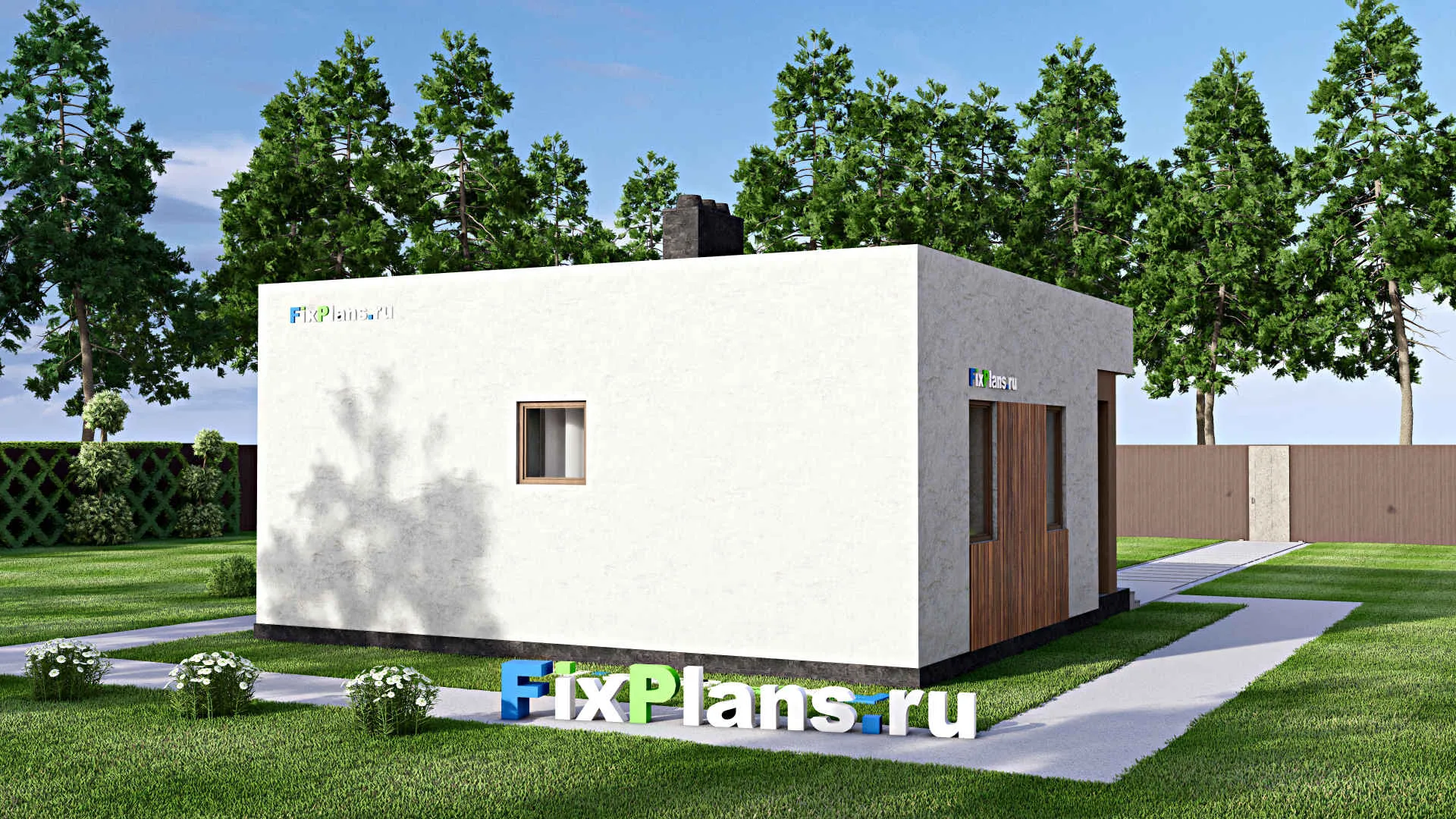 F-15056 - Проект бани 9 на 9, площадью 60 м² с комнатой отдыха и терассой