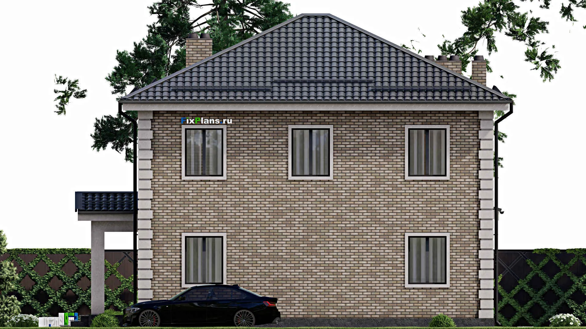 F-4652 - Проект двухэтажного дома 10 на 11, площадью 180 м² с террасой и 4 спальнями