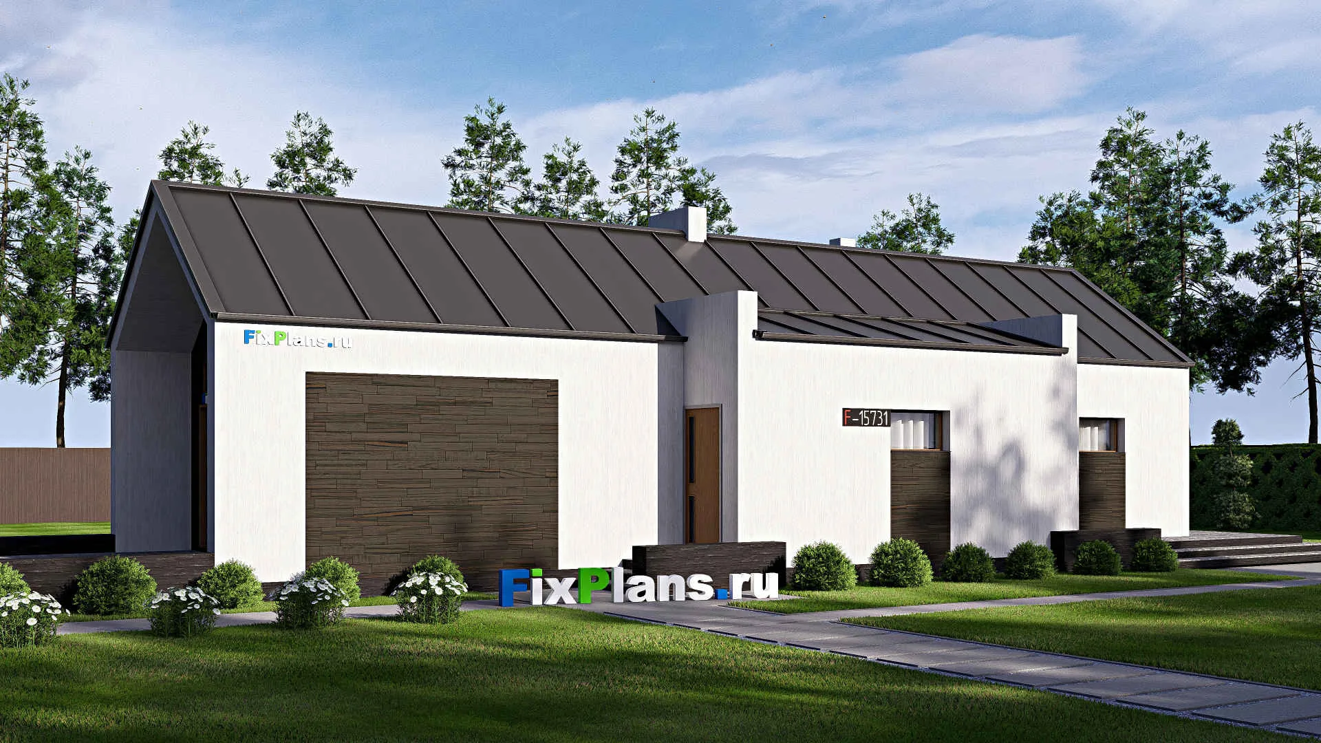 F-15731 - Проект одноэтажного дома 8 на 25, площадью 160 м² с 3 спальнями