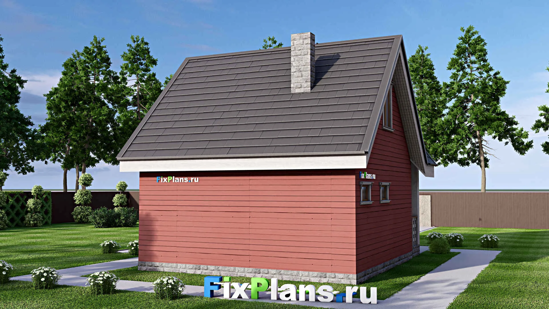 F-15668 - Проект бани 8 на 9, площадью 90 м² с комнатой отдыха, мансардой, санузлом и спальней