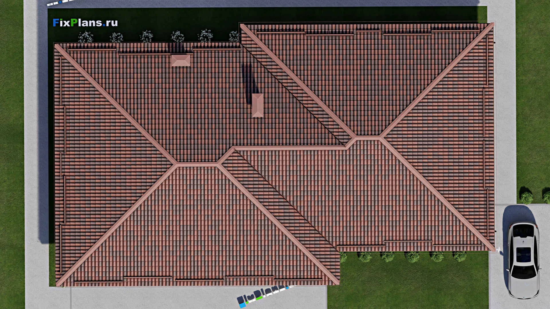 F-8441 - Проект одноэтажного дома 15 на 26, площадью 300 м² с террасой и 4 спальнями