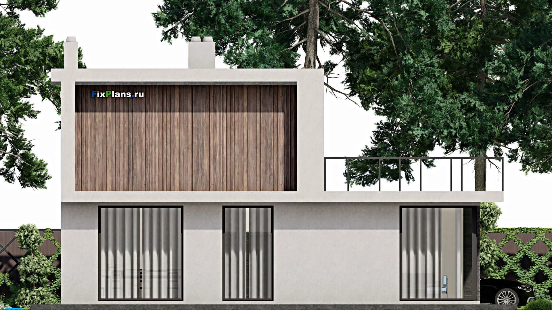 F-5435 - Планы двухэтажного дома 13 на 18, площадью 340 м² с балконом, спортзалом и 4 спальнями