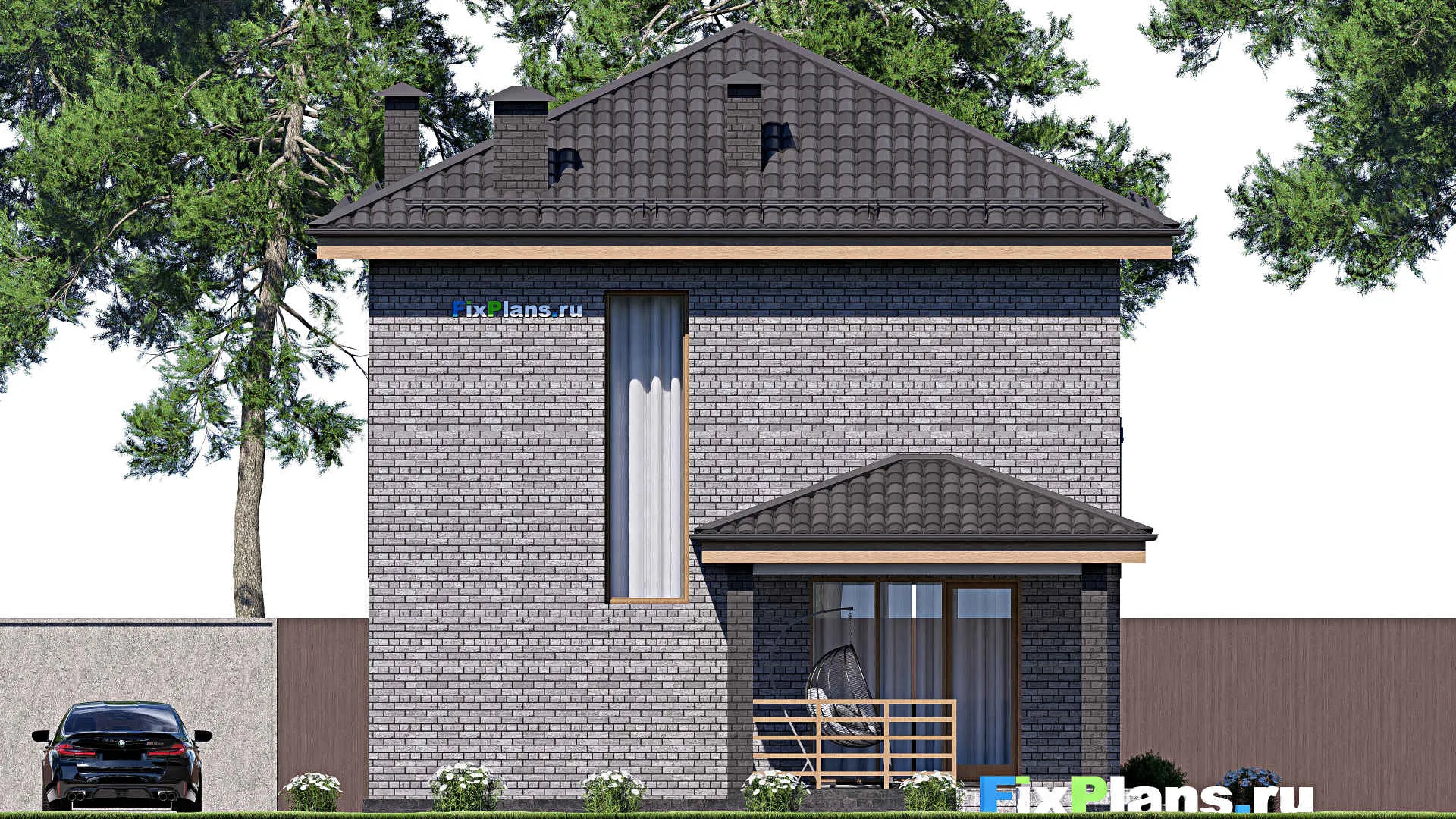 F-17018 - Планы двухэтажного дома 9 на 13, площадью 150 м² с террасой, балконом и 3 спальнями