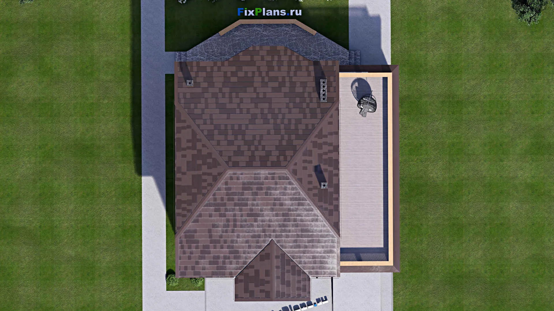 F-15911 - Планы двухэтажного дома 13 на 17, площадью 300 м² с террасой, балконом, гаражом на 1 машину и 4 спальнями