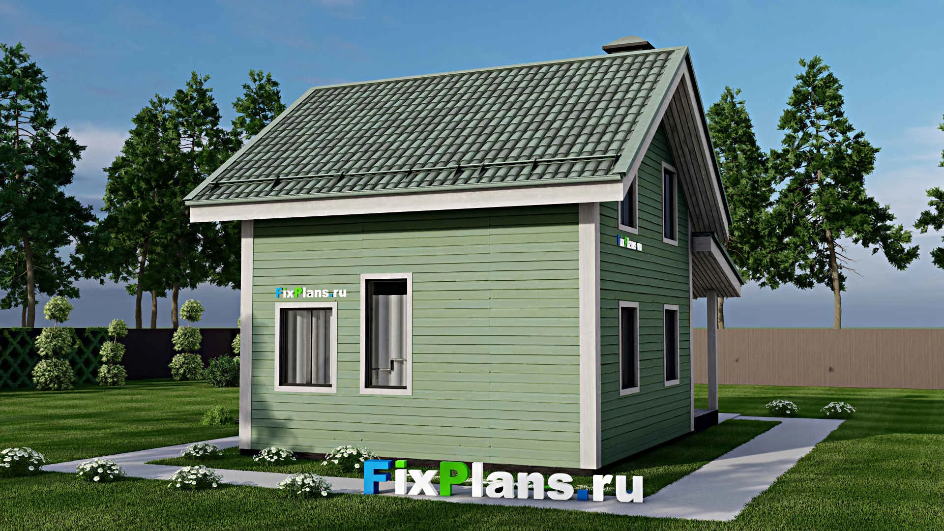 F-12194 - Проект дома с мансардой 7 на 10, площадью 100 м² с 3 спальнями