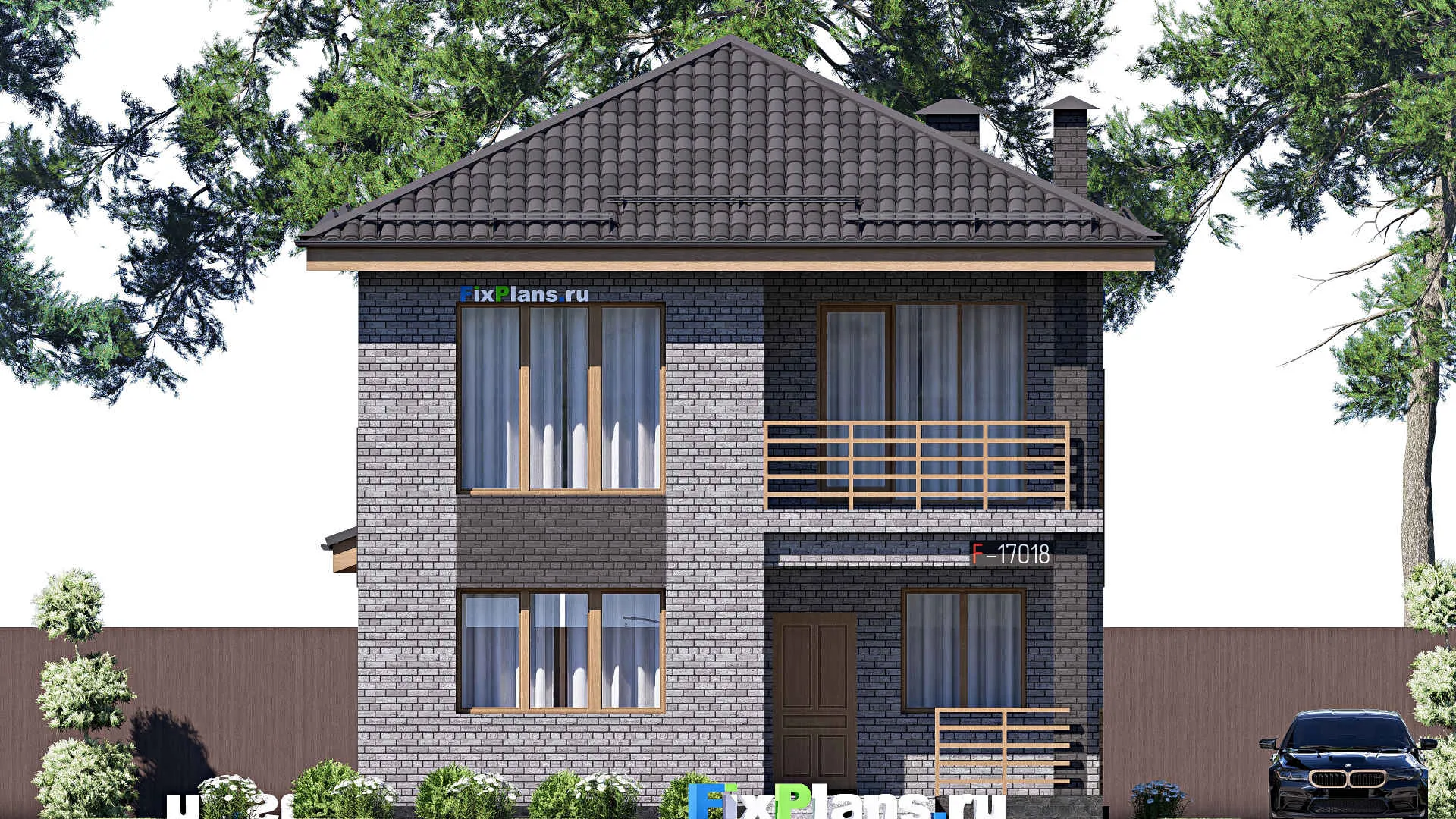 F-17018 - Планы двухэтажного дома 9 на 13, площадью 150 м² с террасой, балконом и 3 спальнями