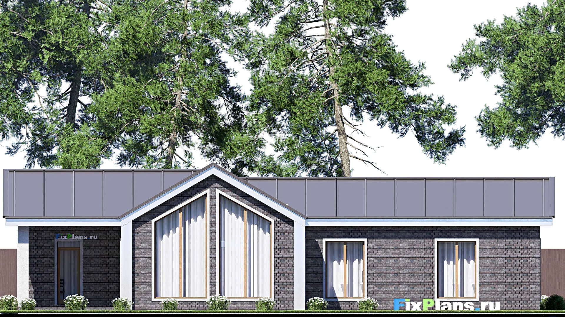 F-18494 - План одноэтажного дома 14 на 20, площадью 180 м² с террасой, баней и 2 спальнями