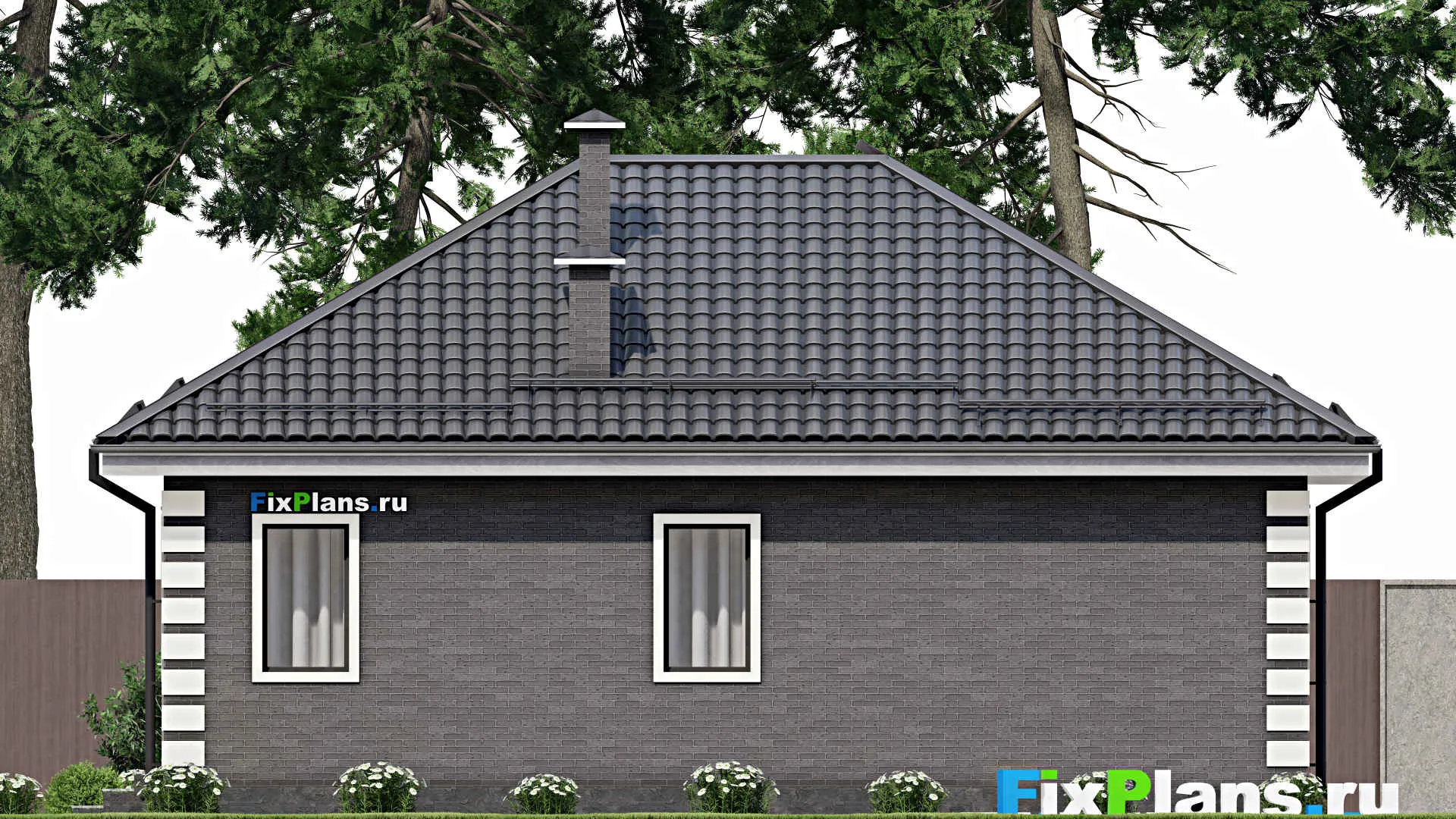 F-4895 - Проект одноэтажного дома 11 на 12, площадью 90 м² с 2 спальнями