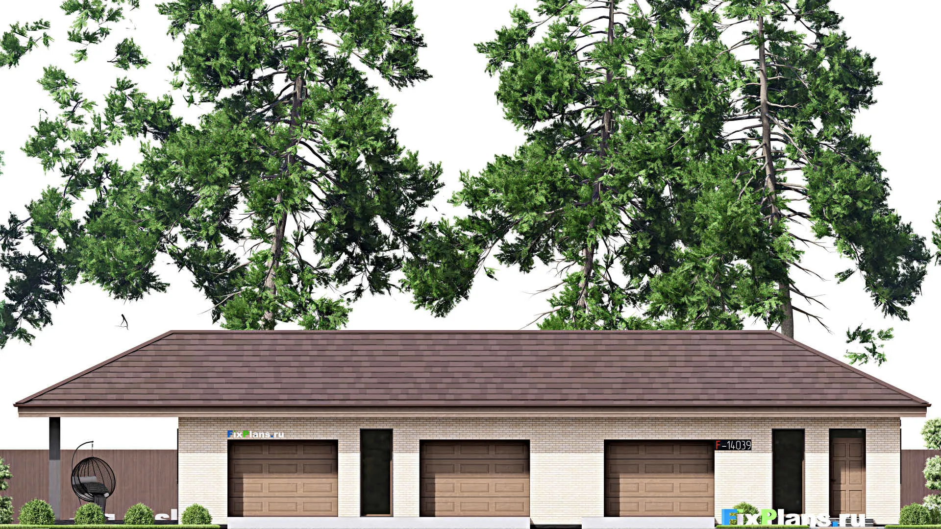 F-14039 - Проект гаража из газобетона 7 на 24, площадью 140 м² на 2 машиноместа