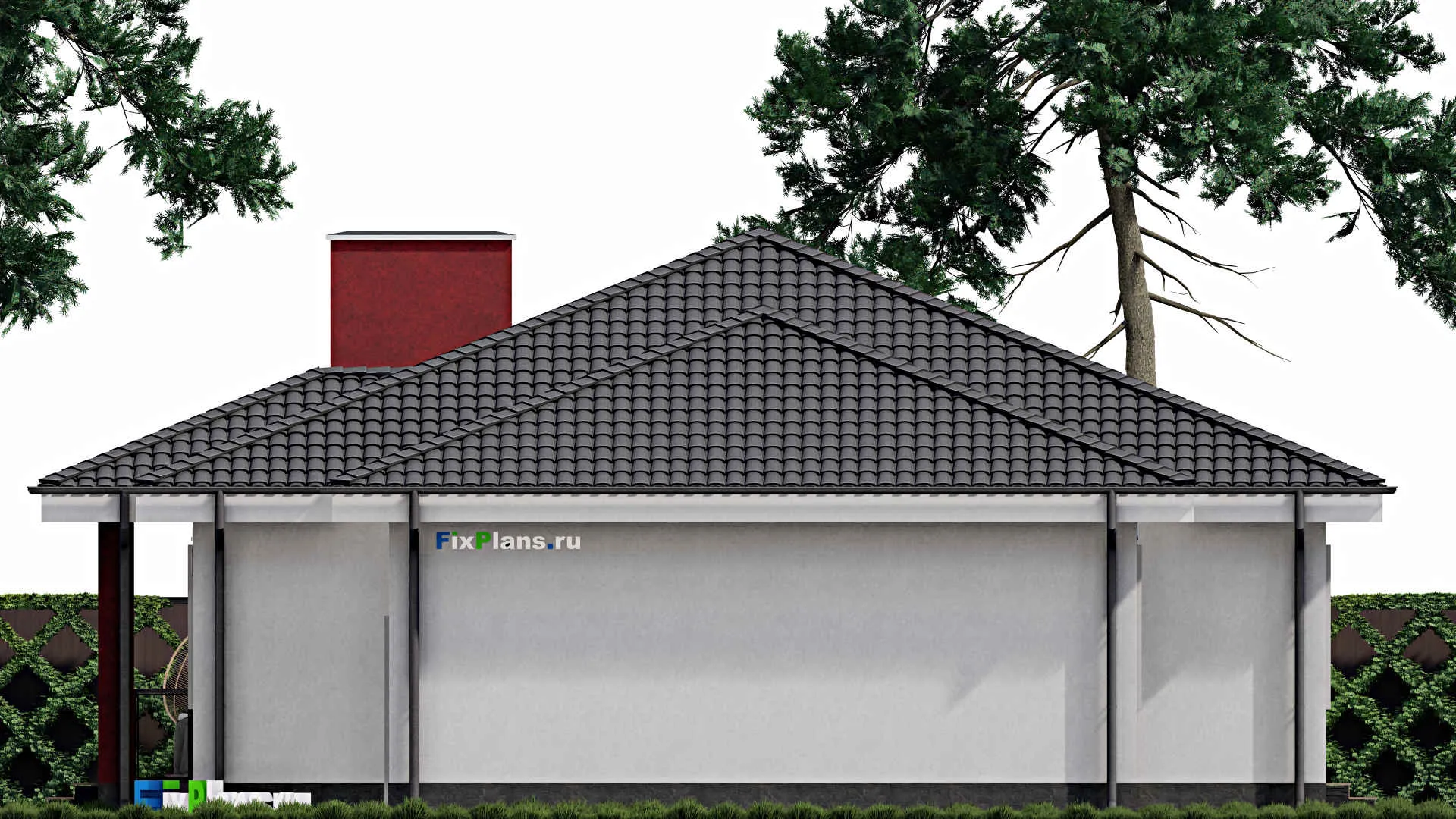 F-0269 - Проект одноэтажного дома 12 на 20, площадью 180 м² с террасой, гаражом на 1 машину и 3 спальнями