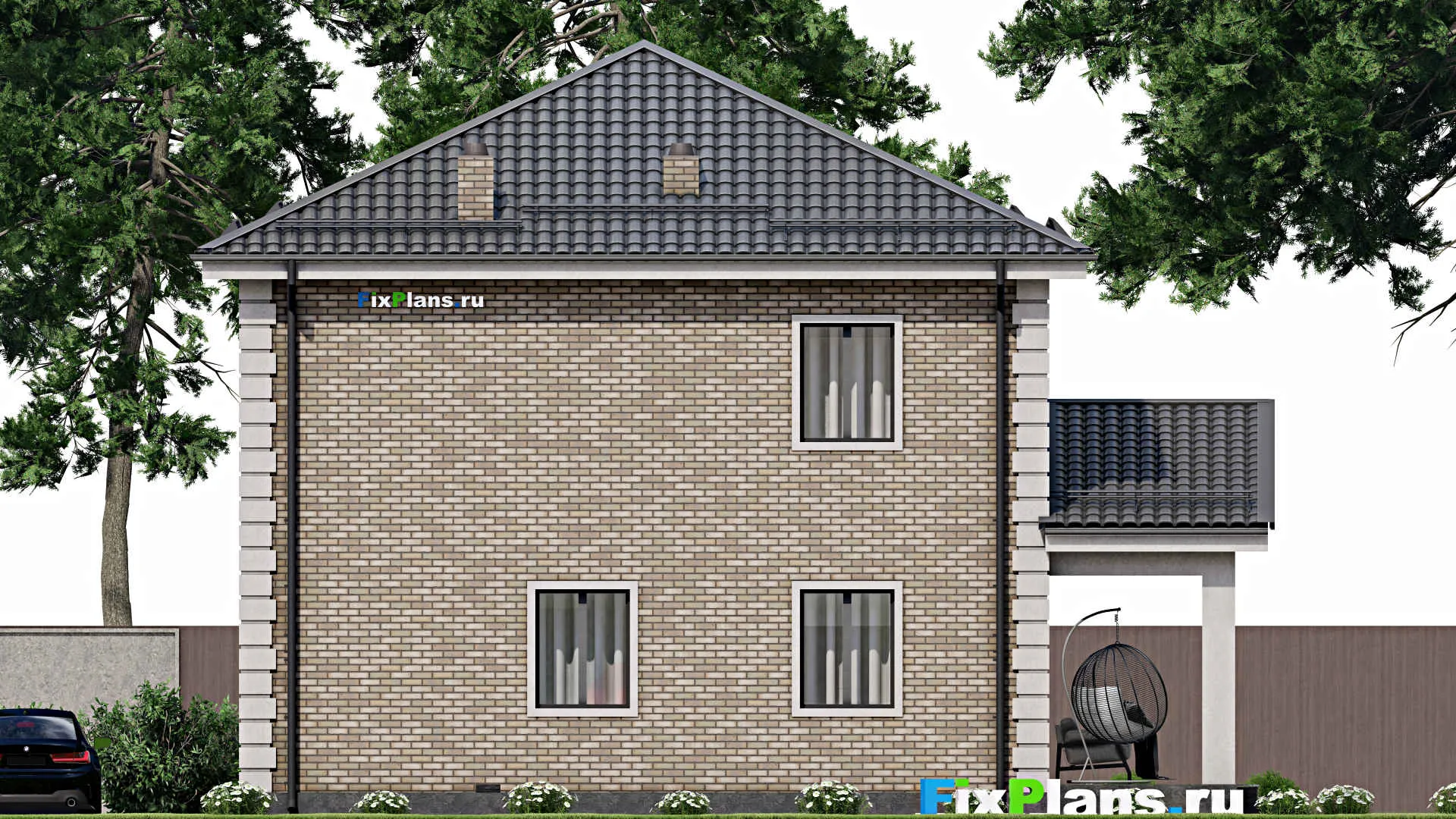 F-4652 - Проект двухэтажного дома 10 на 11, площадью 180 м² с террасой и 4 спальнями