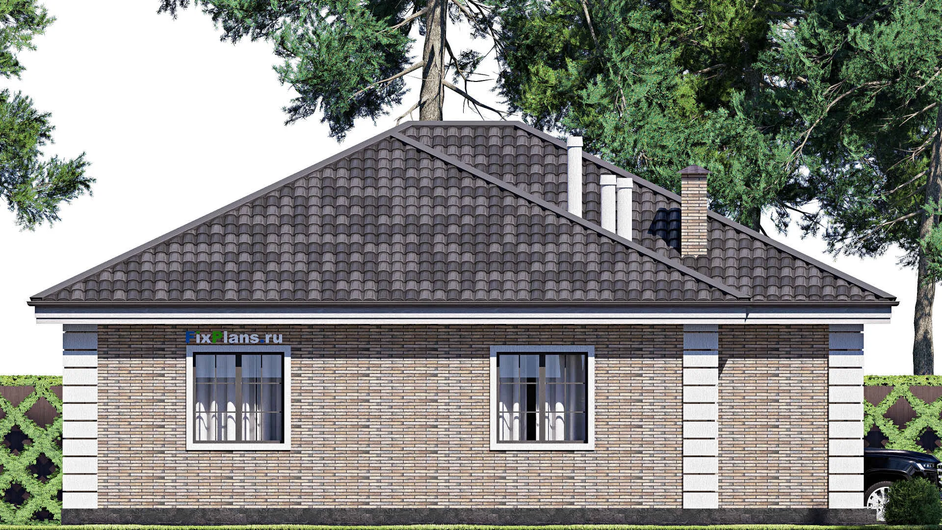 F-19646 - План одноэтажного дома 13 на 15, площадью 140 м² с 3 спальнями