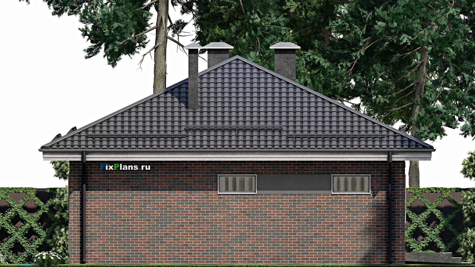 F-3635 - Проект одноэтажного дома 11 на 16, площадью 130 м² с гаражом на 2 машины и 2 спальнями