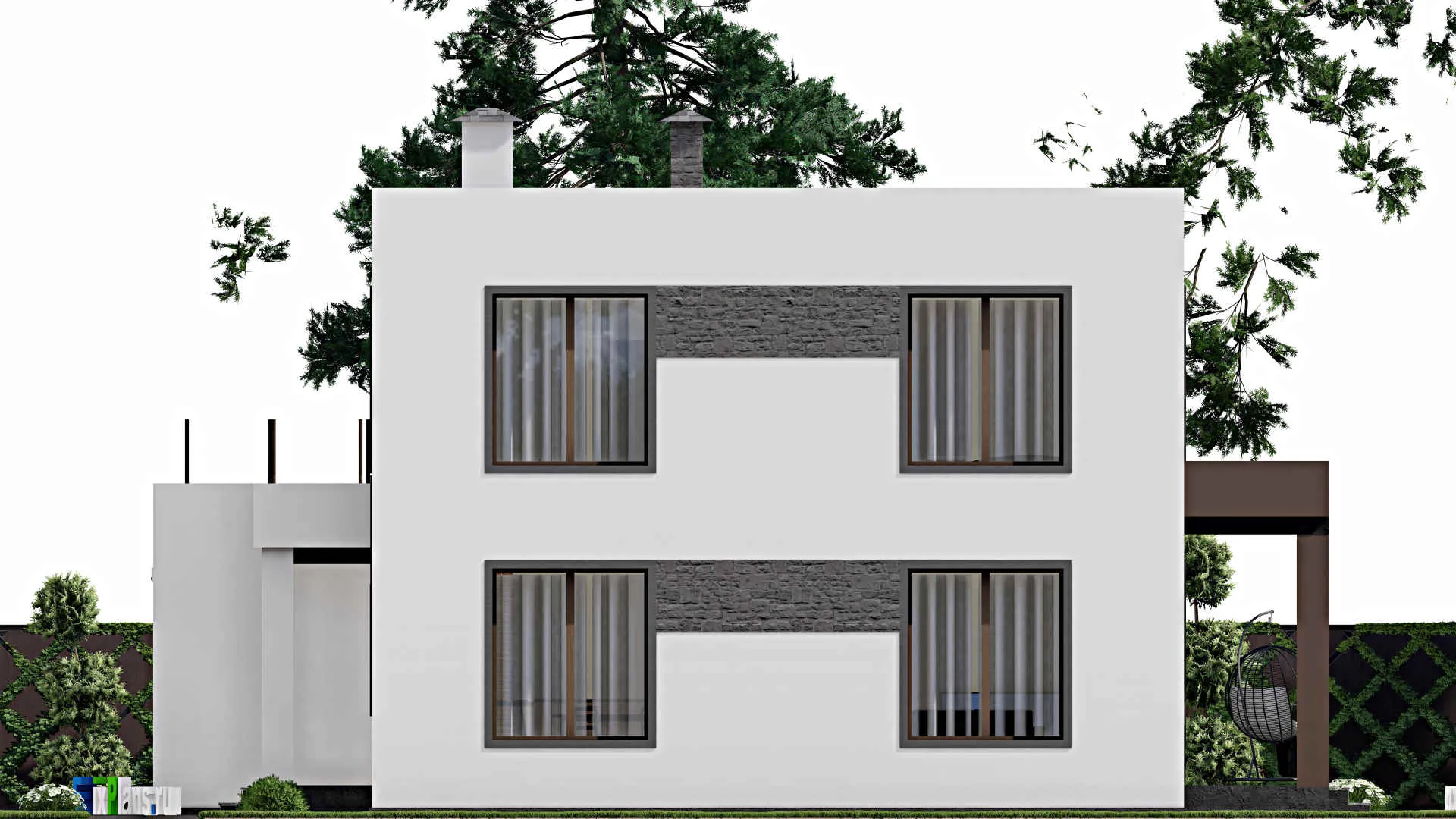 F-10304 - Планы двухэтажного дома 13 на 15, площадью 220 м² с 3 спальнями