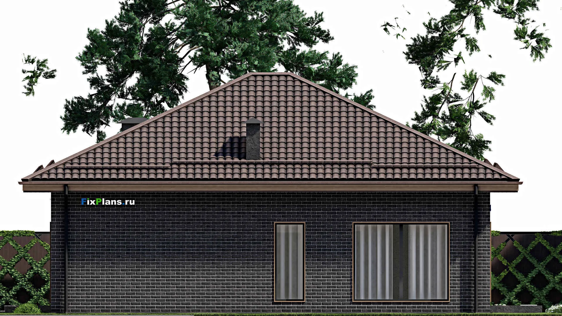 F-6353 - План одноэтажного дома 12 на 13, площадью 150 м² с террасой и 3 спальнями