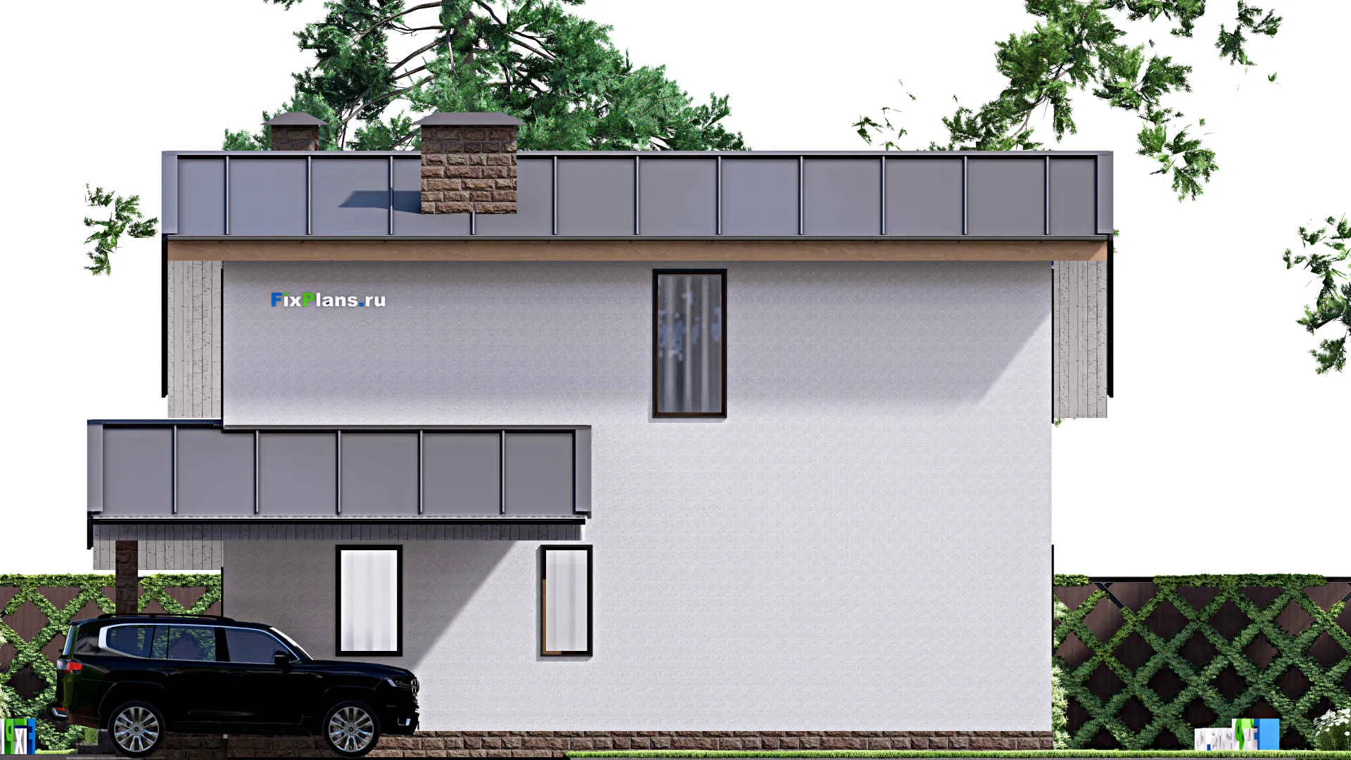 F-16784 - Проект дома с мансардой 13 на 16, площадью 170 м² с террасой и 6 спальнями