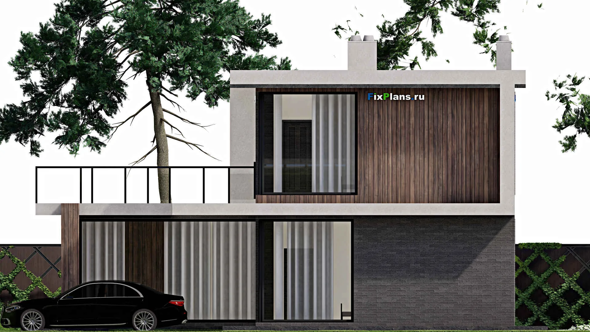 F-5435 - Планы двухэтажного дома 13 на 18, площадью 340 м² с балконом, спортзалом и 4 спальнями