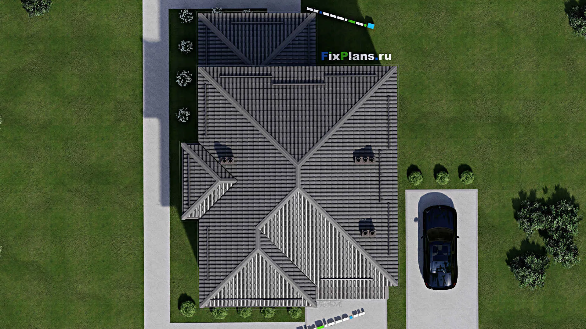F-2942 - Проект двухэтажного дома 12 на 13, площадью 200 м² с террасой и 4 спальнями