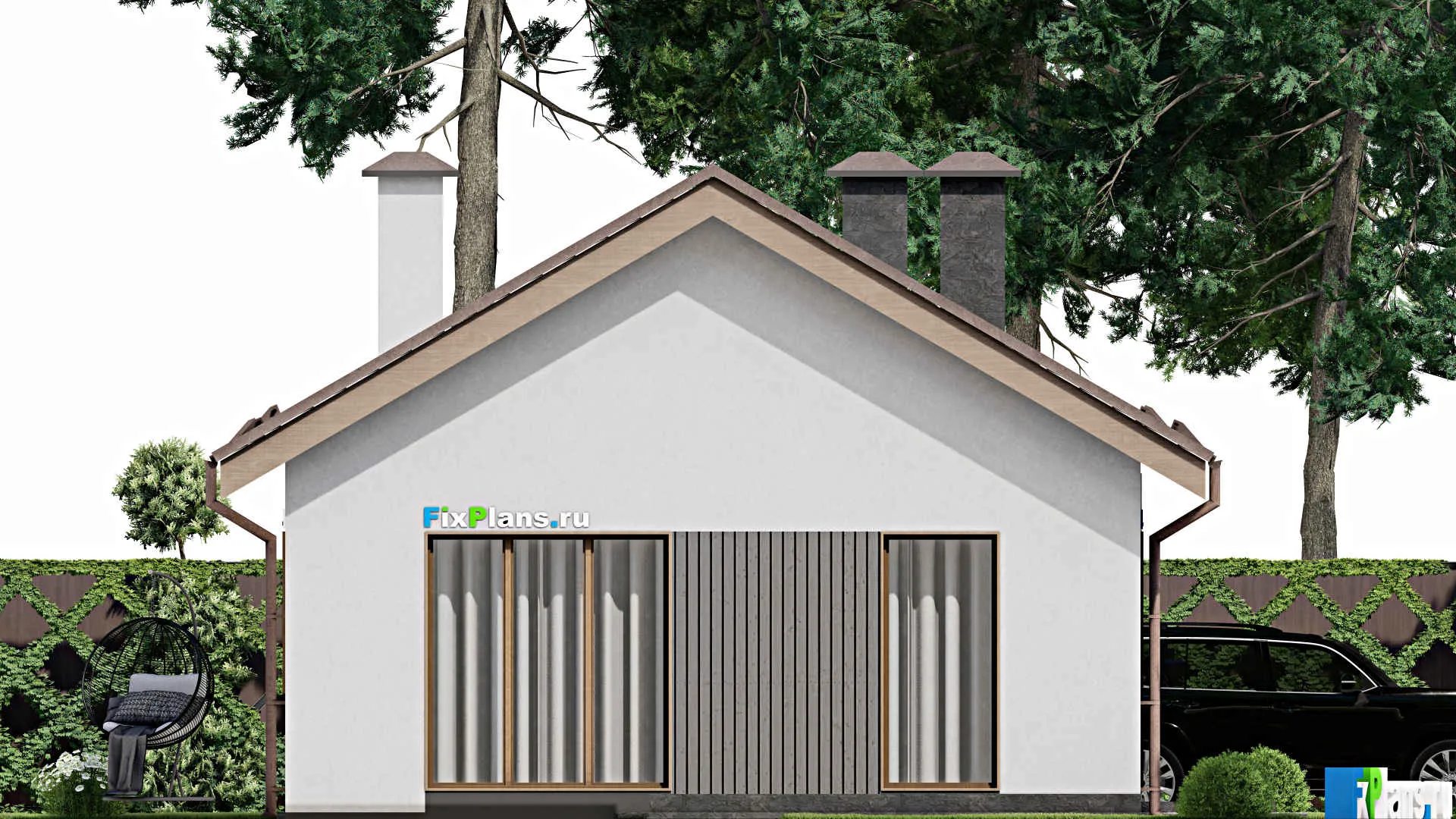 F-4490 - План одноэтажного дома 8 на 17, площадью 150 м² с террасой и 3 спальнями