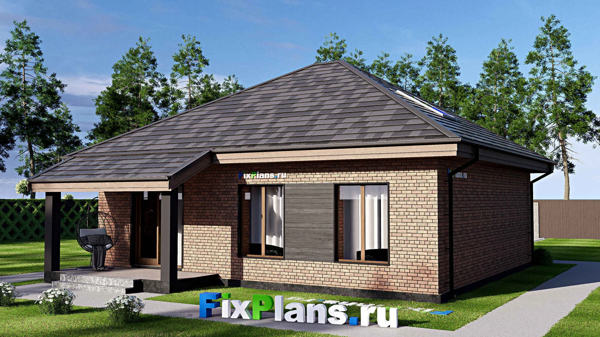 F-17828 - Проект дома с мансардой 12 на 12, площадью 160 м² с террасой и 4 спальнями