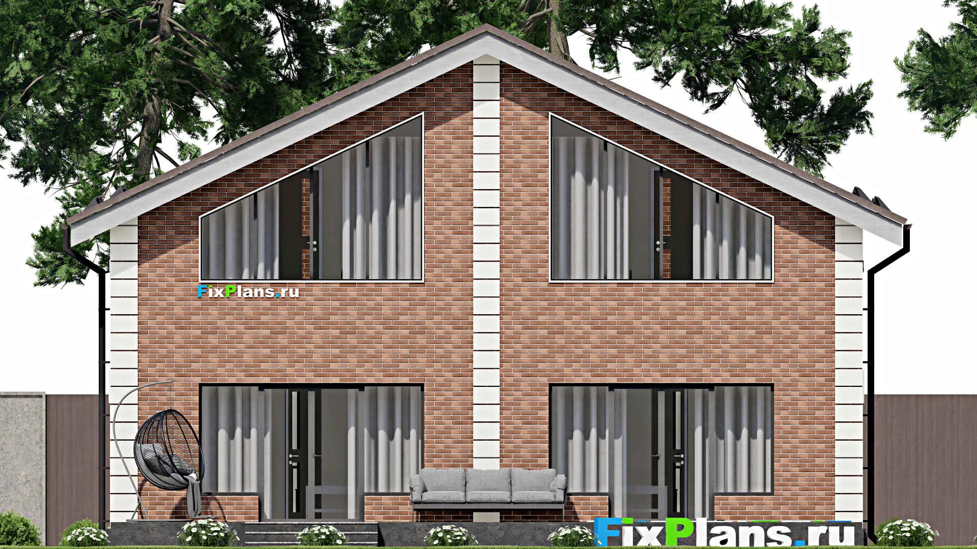 F-4724 - Проект дома с мансардой 12 на 13, площадью 240 м² с террасой и 4 спальнями