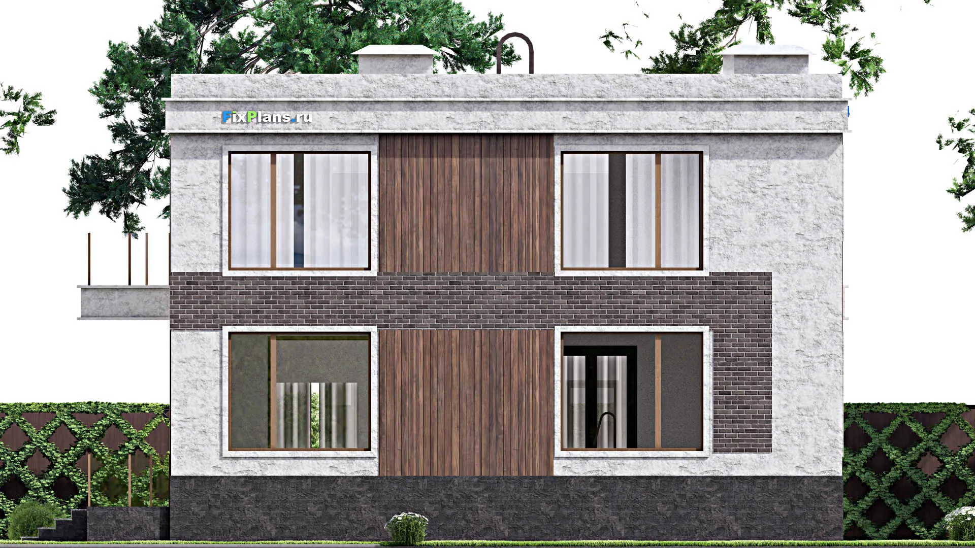 F-14696 - Планы двухэтажного дома 13 на 18, площадью 350 м² с террасой, балконом, баней, бассейном и 3 спальнями