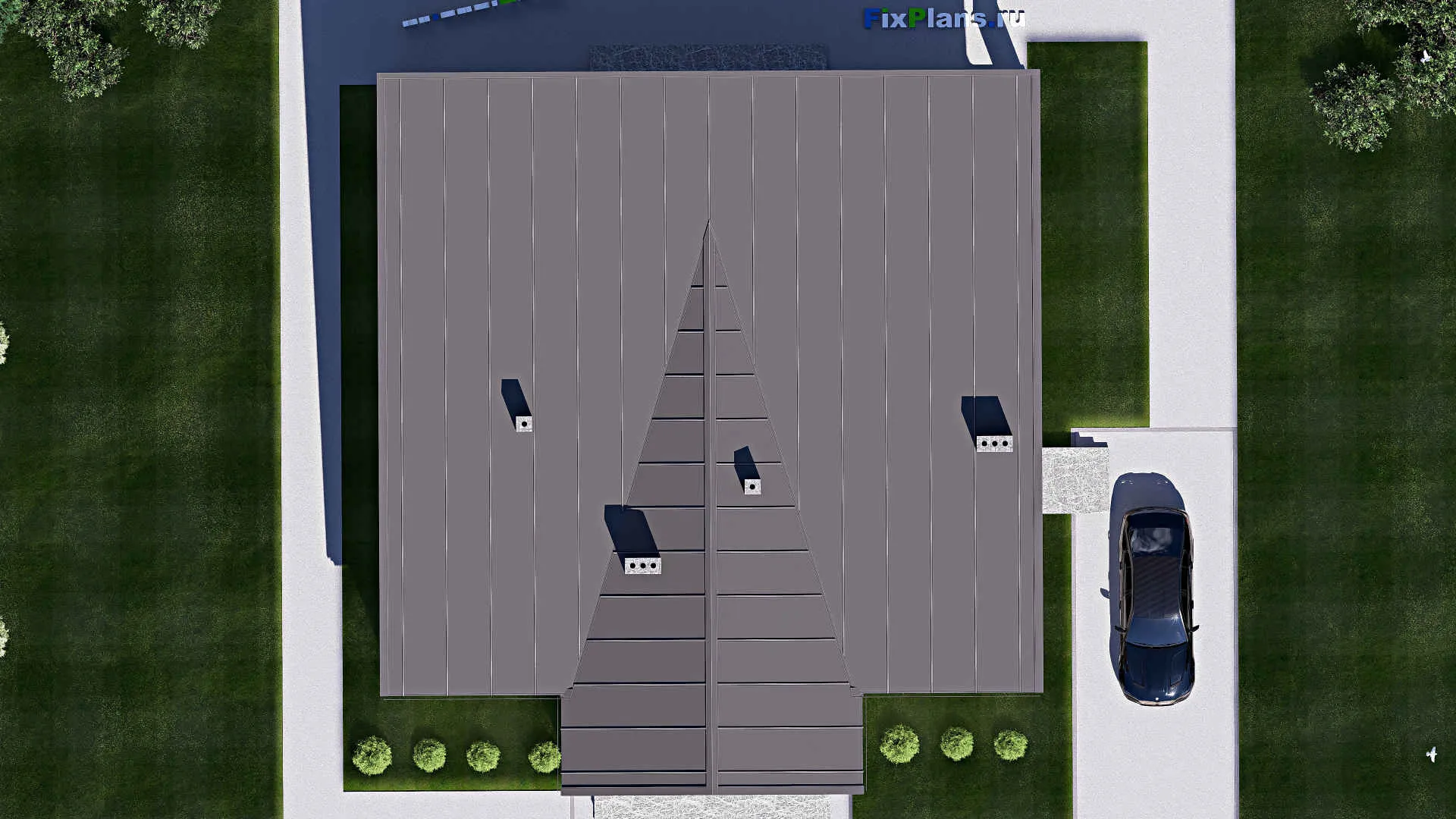 F-17180 - Проект одноэтажного дома 16 на 18, площадью 230 м² с террасой и 3 спальнями