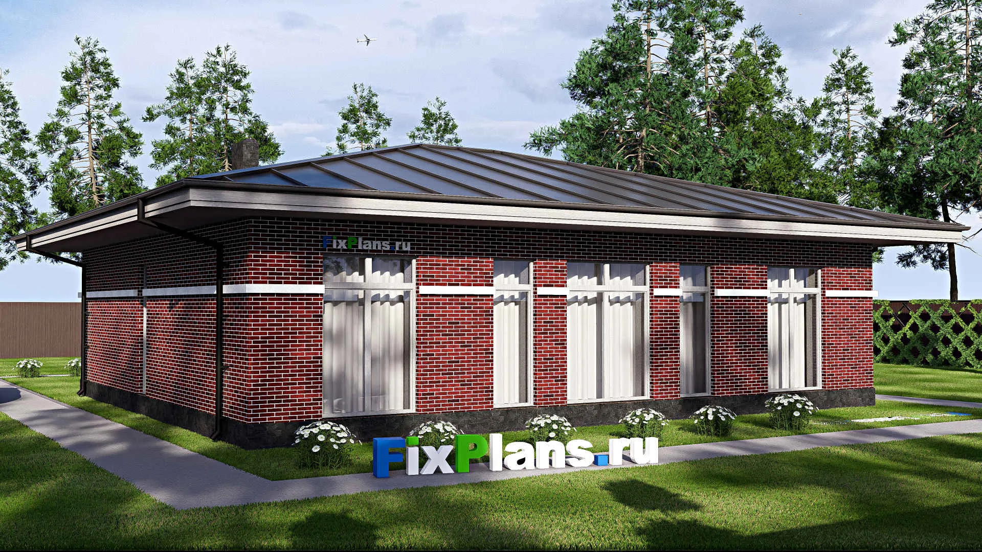 F-18332 - Проект одноэтажного дома 14 на 16, площадью 150 м² с 3 спальнями