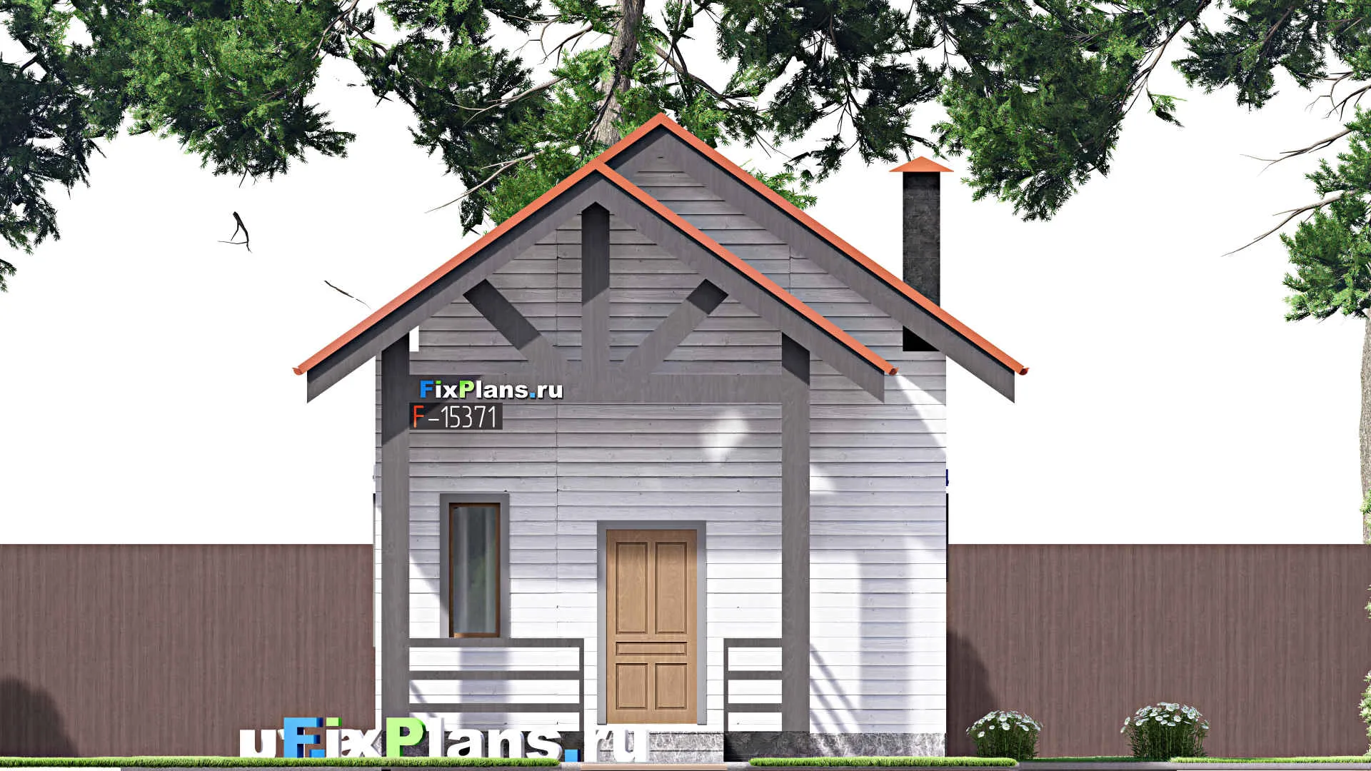 F-15371 - Проект бани 7 на 8, площадью 50 м² с комнатой отдыха, мансардой, санузлом и спальней