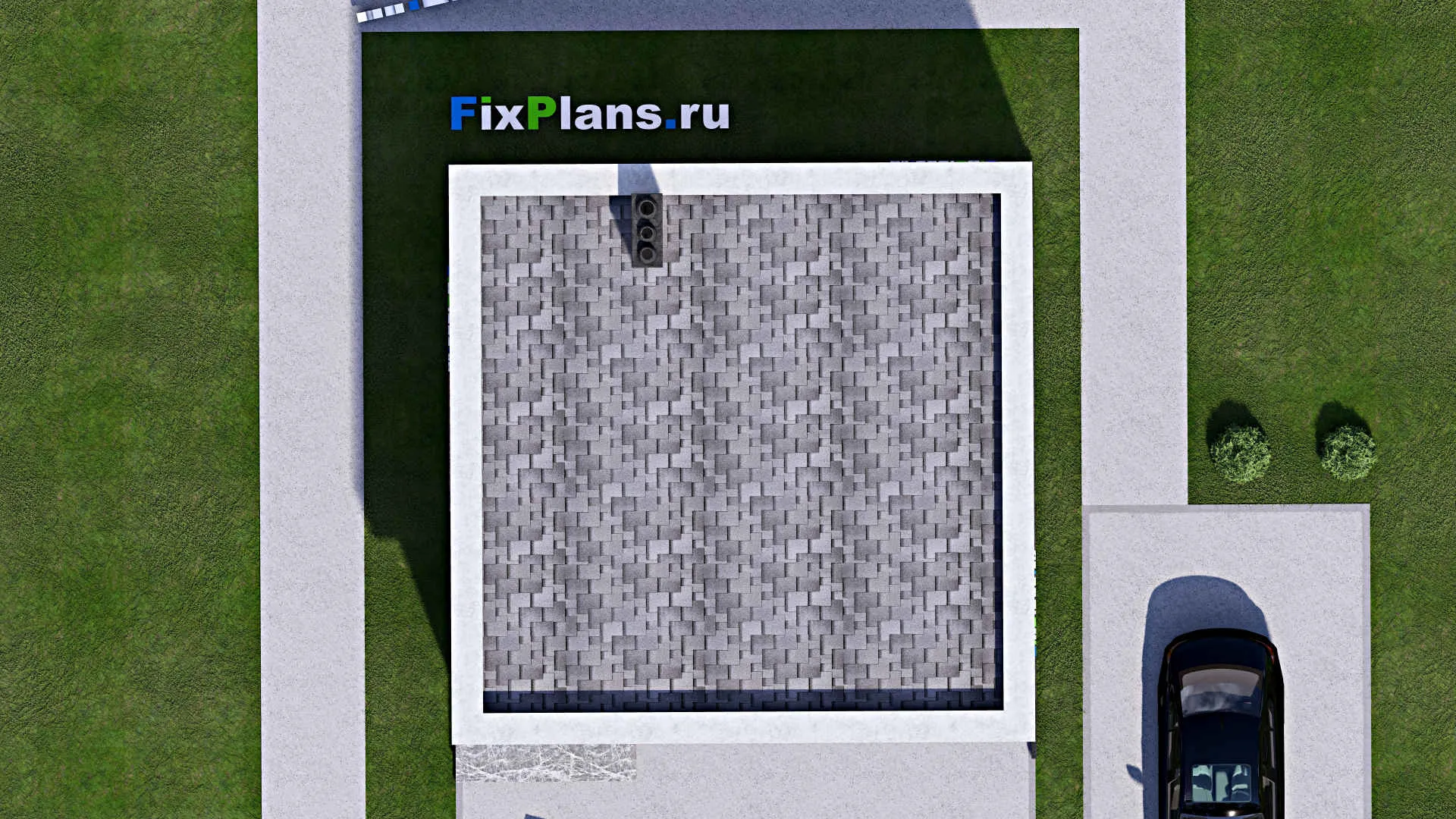 F-15056 - Проект бани 9 на 9, площадью 60 м² с комнатой отдыха и терассой