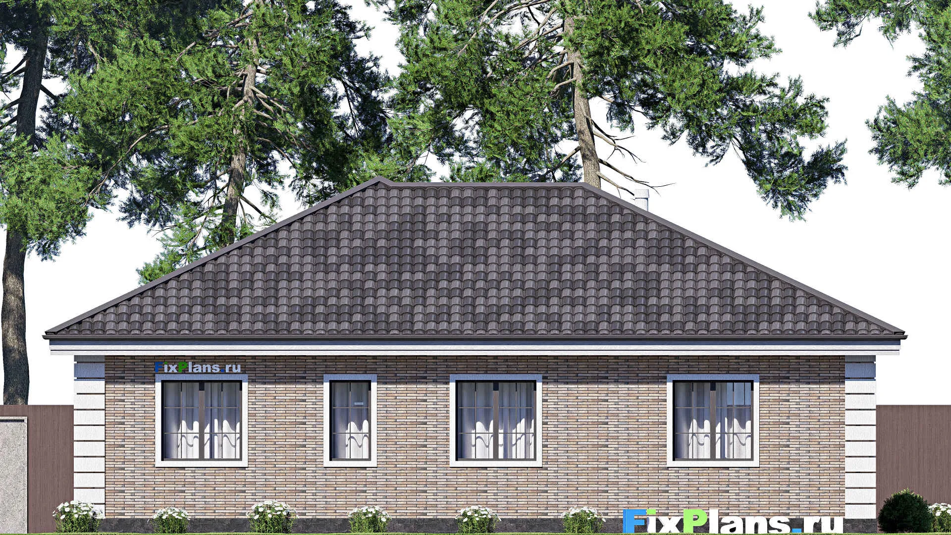 F-19646 - План одноэтажного дома 13 на 15, площадью 140 м² с 3 спальнями