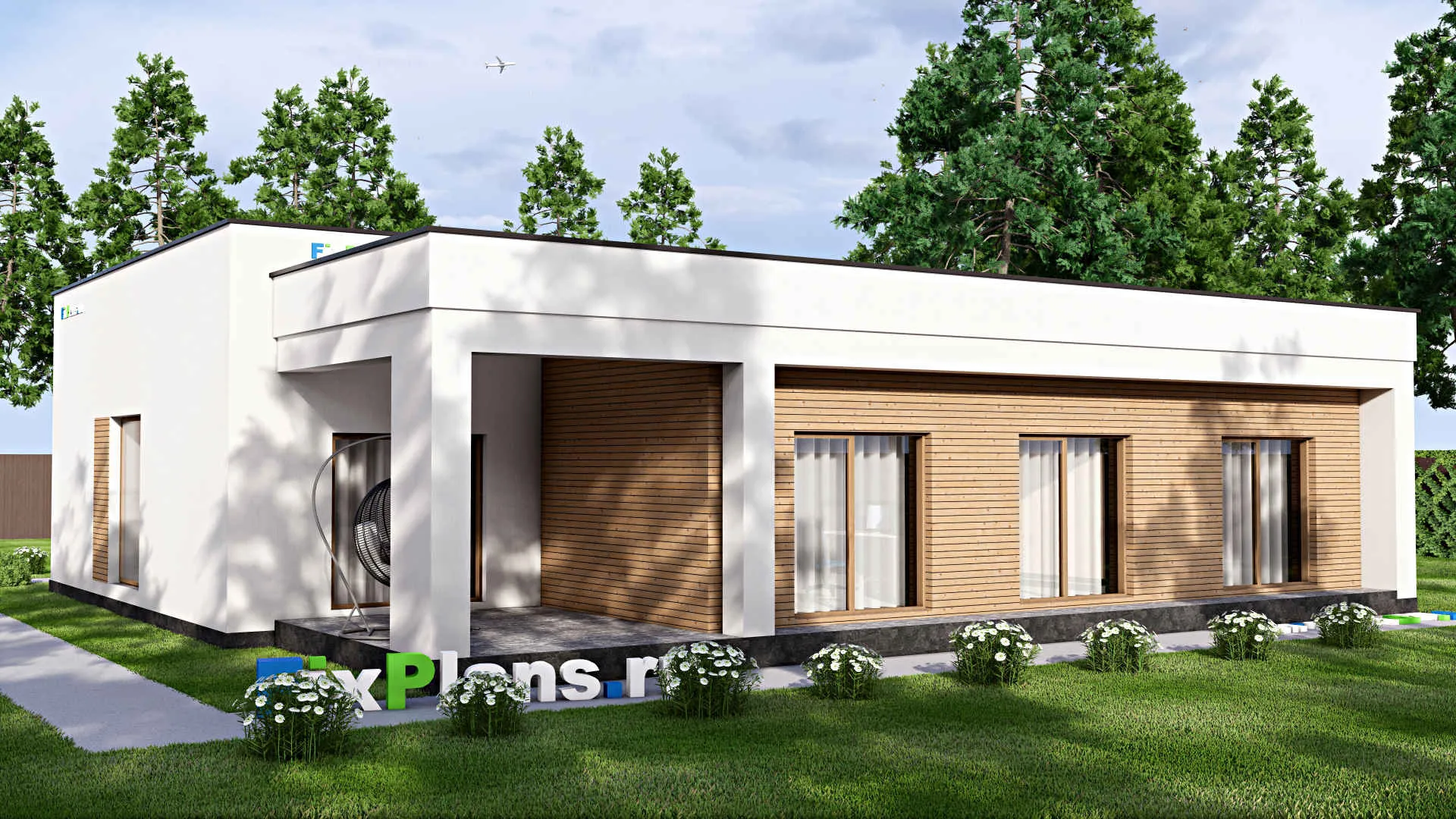 F-16523 - План одноэтажного дома 16 на 17, площадью 210 м² с 4 спальнями