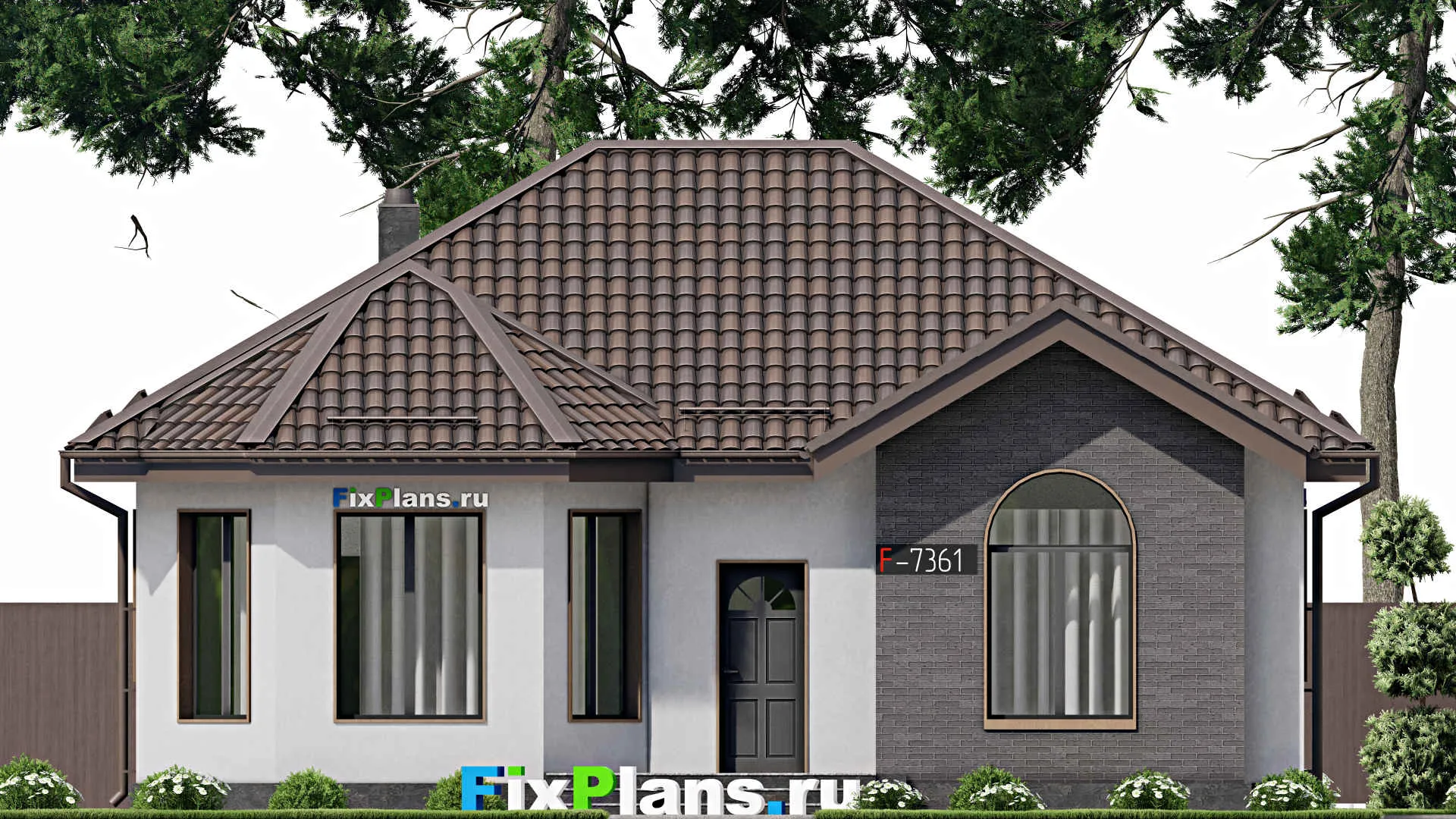 F-7361 - Проект одноэтажного дома 10 на 12, площадью 90 м² с 3 спальнями