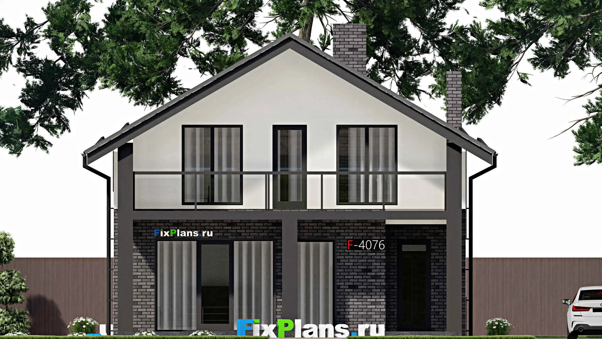 F-4076 - Проект дома с мансардой 10 на 12, площадью 160 м² с террасой, балконом и 4 спальнями