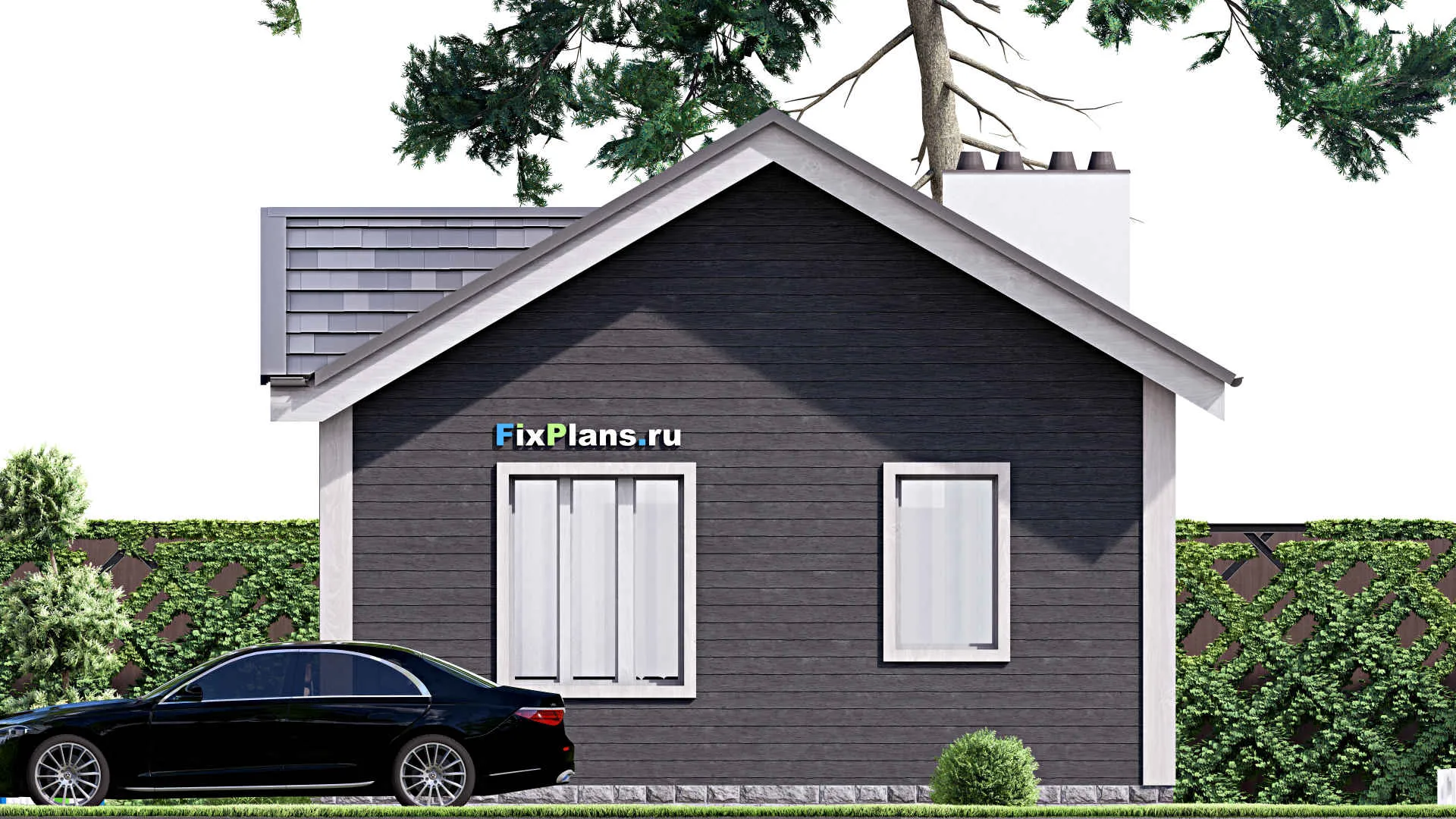 F-15578 - Проект бани 7 на 8, площадью 40 м² с комнатой отдыха и санузлом