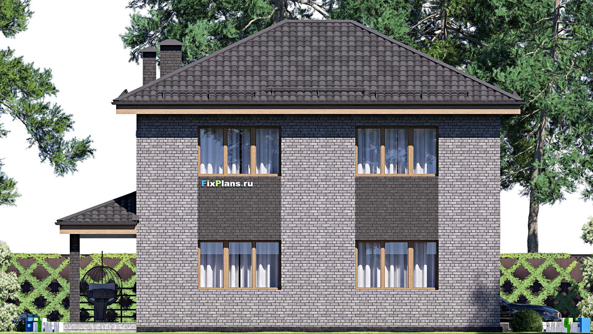 F-17018 - Планы двухэтажного дома 9 на 13, площадью 150 м² с террасой, балконом и 3 спальнями