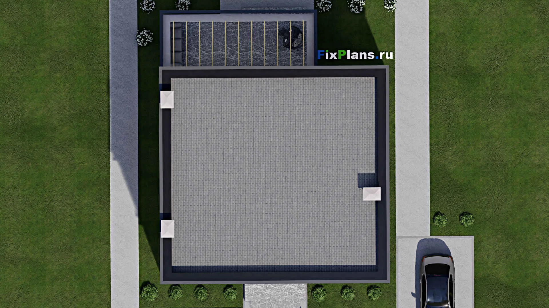 F-8666 - Проект двухэтажного дома 12 на 12, площадью 230 м² с террасой, балконом и 4 спальнями