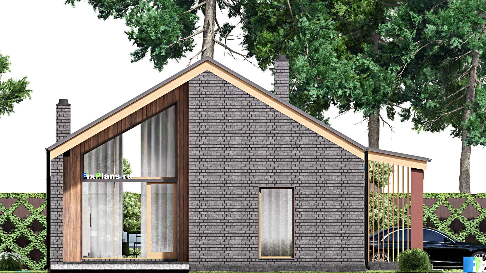 F-15785 - Проект одноэтажного дома 12 на 17, площадью 140 м² с террасой и 3 спальнями