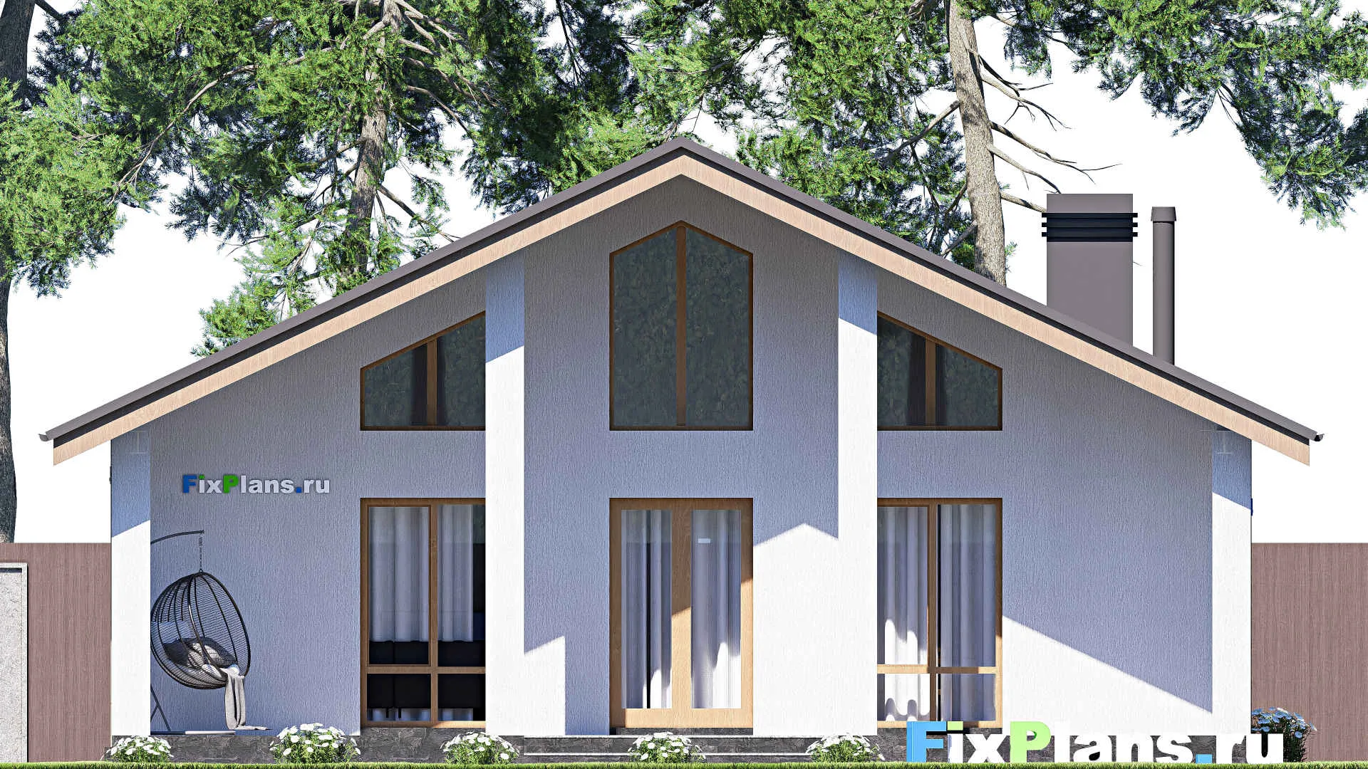 F-19232 - Проект одноэтажного дома 12 на 21, площадью 200 м² с террасой и 4 спальнями