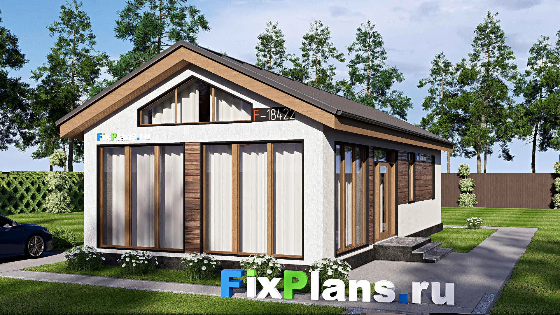 F-18422 - Проект бани 8 на 14, площадью 70 м² с комнатой отдыха и терассой