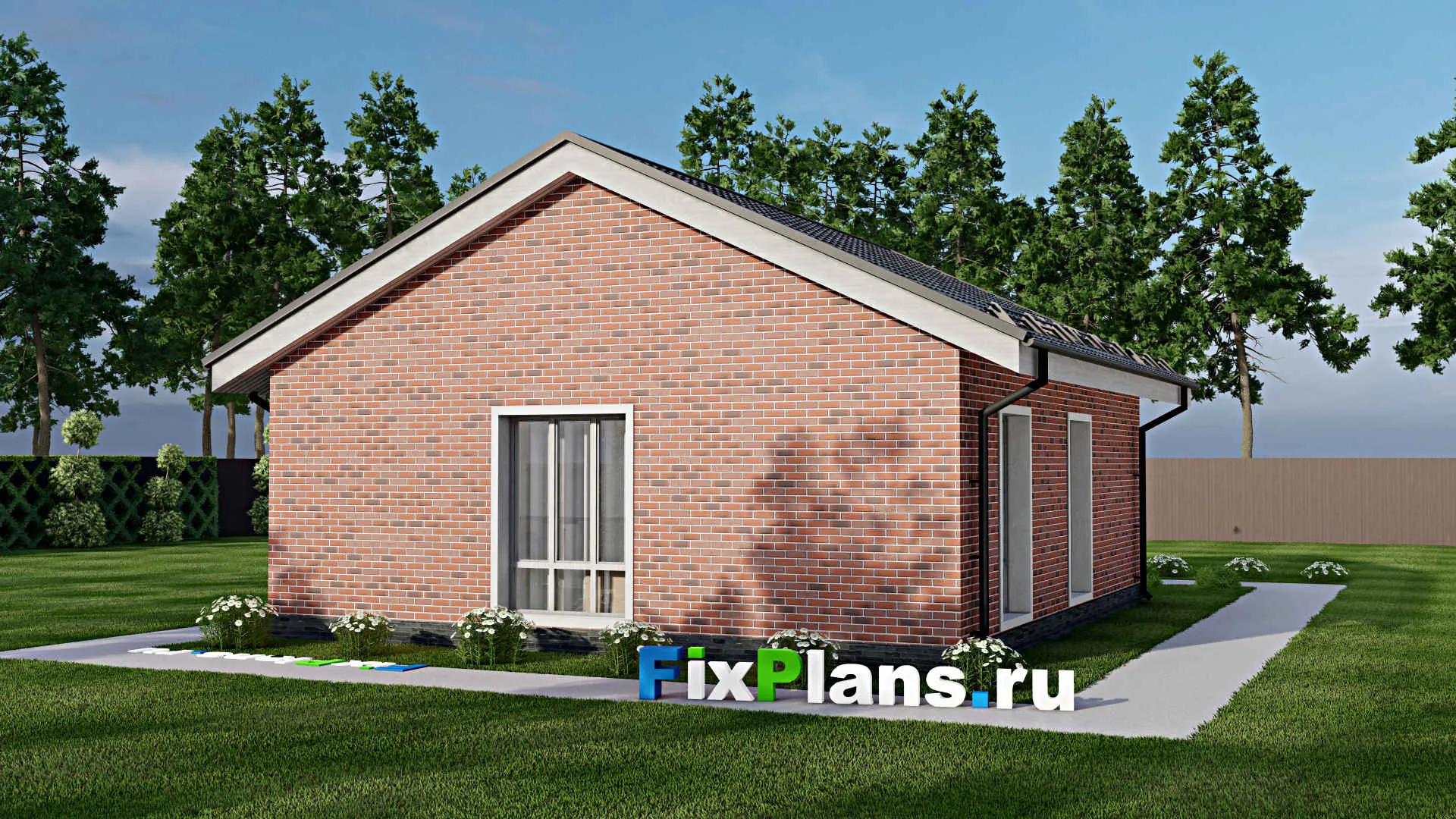 F-10403 - План одноэтажного дома 10 на 14, площадью 80 м² с 3 спальнями