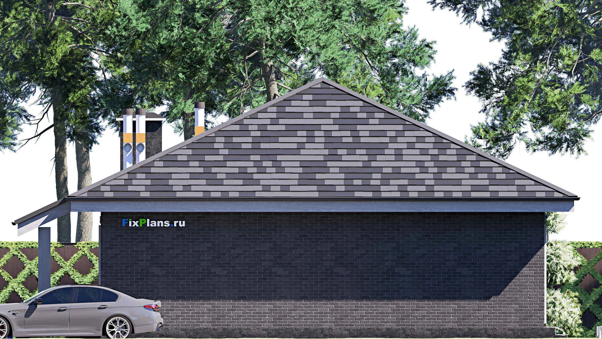 F-19844 - Проект одноэтажного дома 13 на 13, площадью 120 м² с 3 спальнями