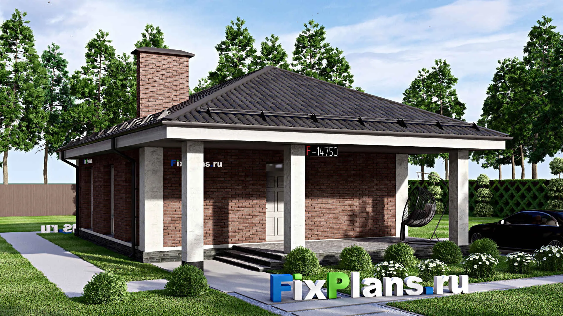 F-14750 - Проект одноэтажного дома 9 на 13, площадью 90 м² с 2 спальнями